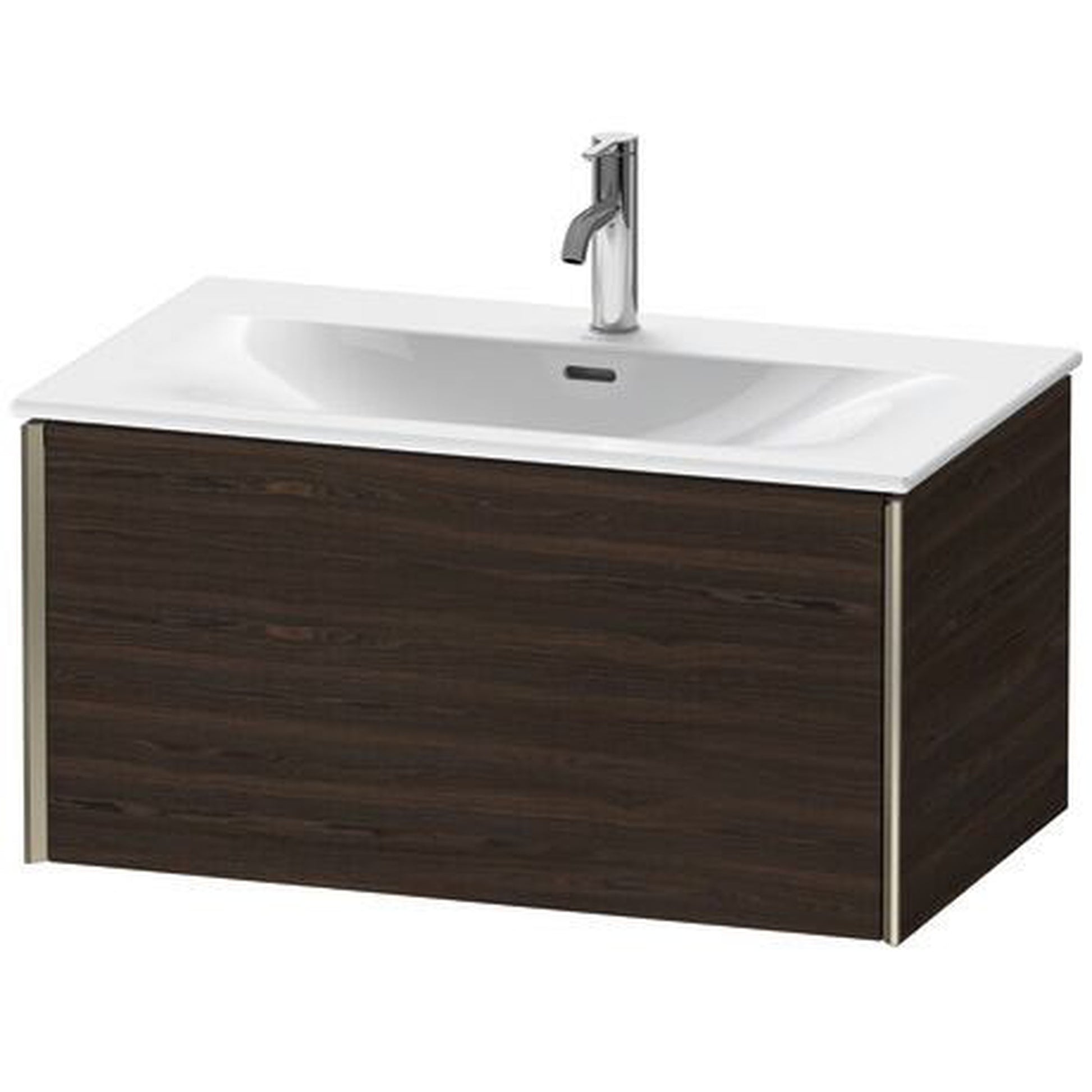 Duravit Xviu 32" x 16" x 19" One Drawer Wall-Mount Vanity Unit, Brushed Walnut Real Wood Veneer (XV40340B169)