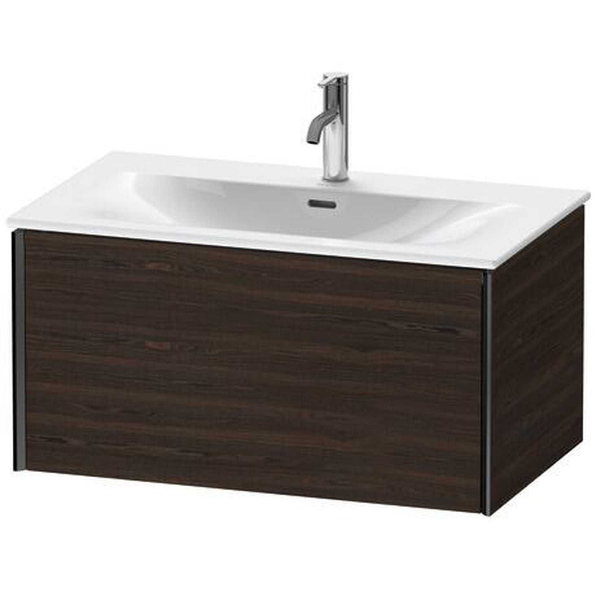 Duravit Xviu 32" x 16" x 19" One Drawer Wall-Mount Vanity Unit, Brushed Walnut Real Wood Veneer (XV40340B269)