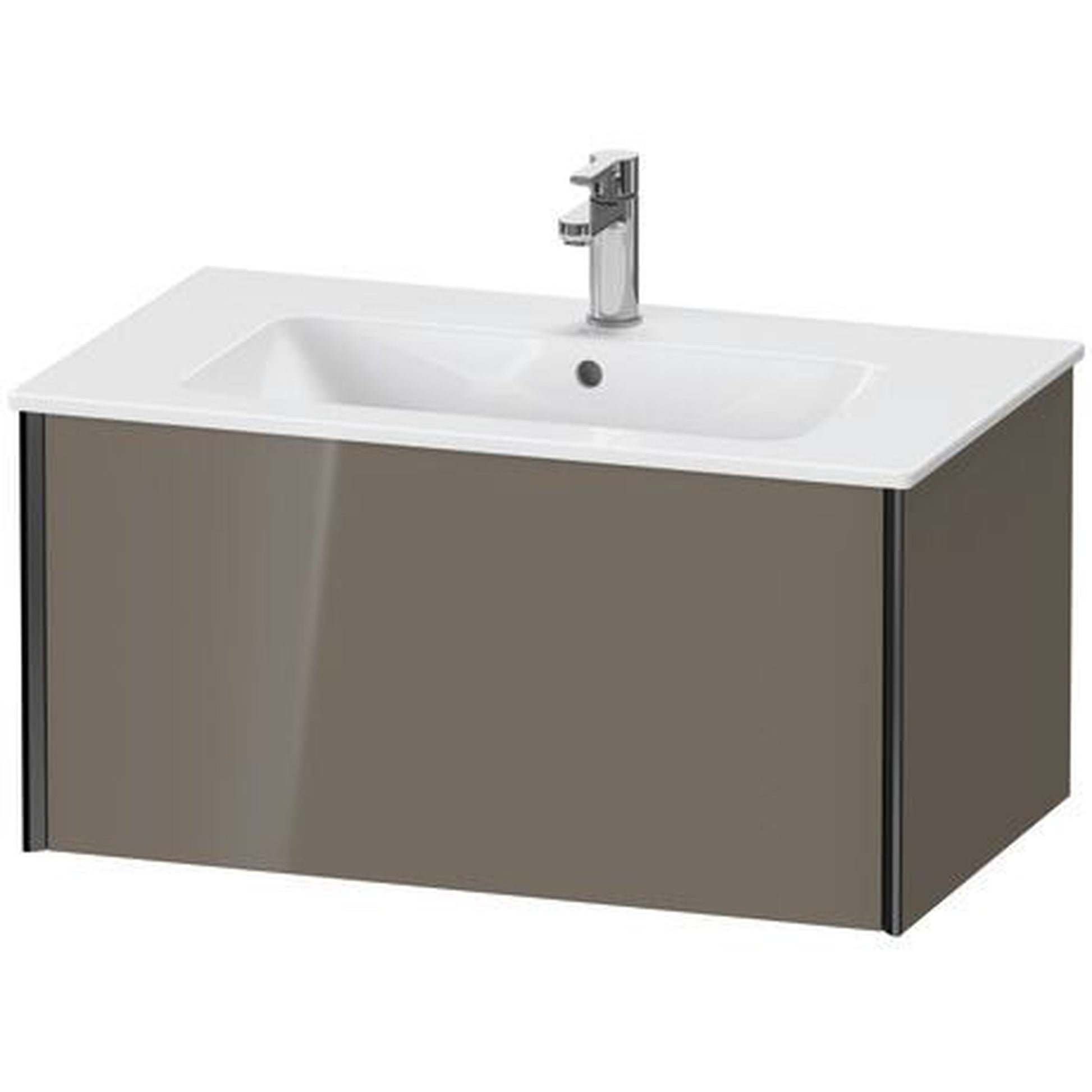 Duravit Xviu 32" x 16" x 19" One Drawer Wall-Mount Vanity Unit, Flannel Grey High Gloss Lacquer (XV40260B289)