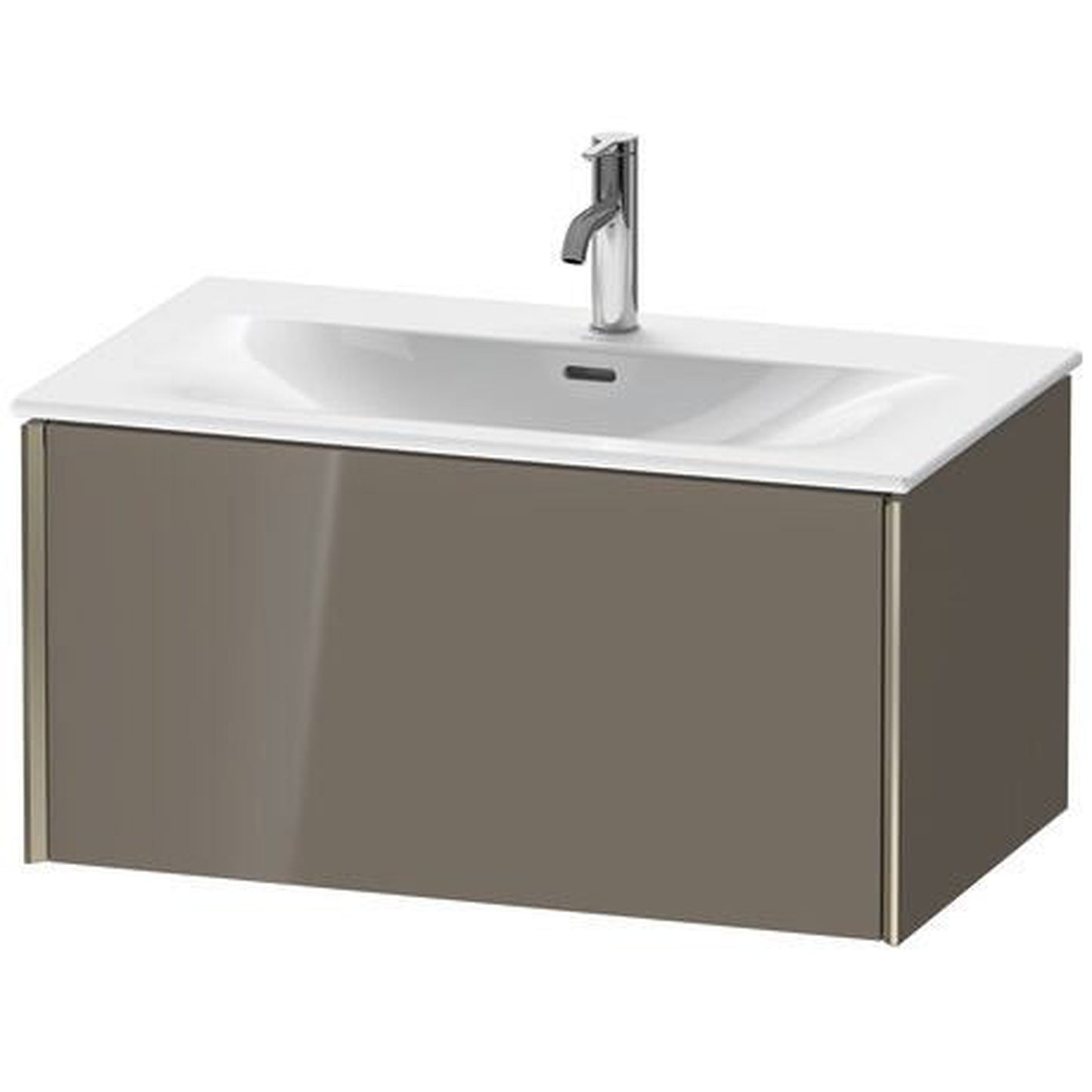 Duravit Xviu 32" x 16" x 19" One Drawer Wall-Mount Vanity Unit, Flannel Grey High Gloss Lacquer (XV40340B189)