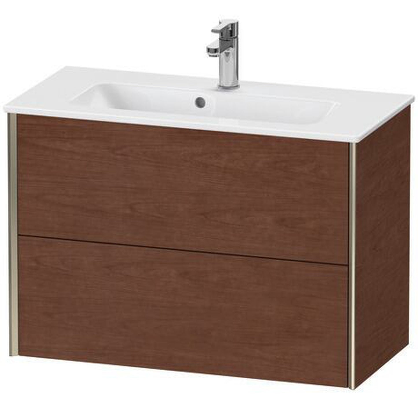 Duravit Xviu 32" x 22" x 15" Two Drawer Wall-Mount Vanity Unit, American Walnut (XV41790B113)