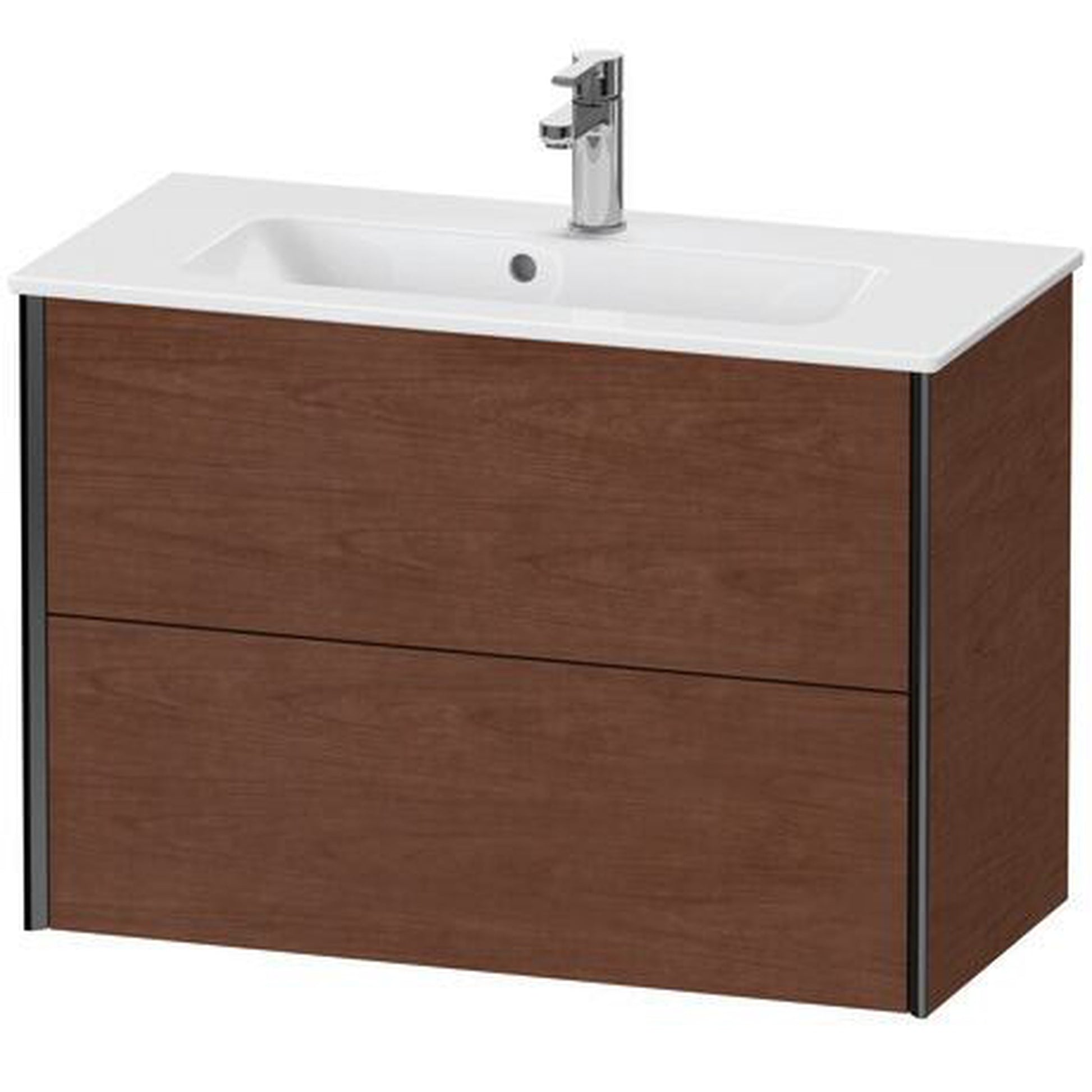 Duravit Xviu 32" x 22" x 15" Two Drawer Wall-Mount Vanity Unit, American Walnut (XV41790B213)