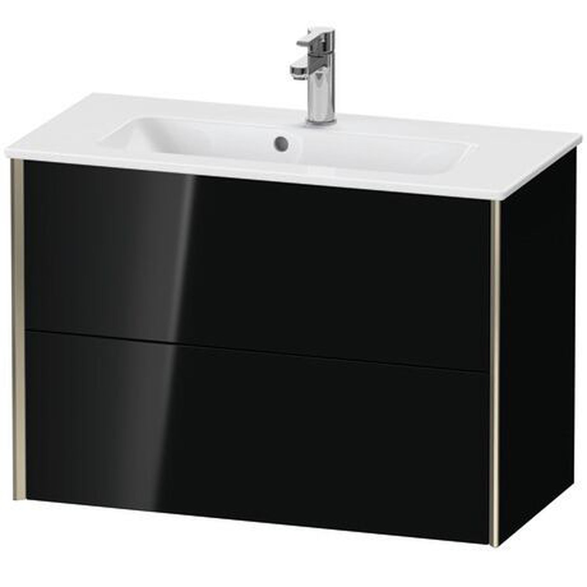 Duravit Xviu 32" x 22" x 15" Two Drawer Wall-Mount Vanity Unit, Black High Gloss Lacquer (XV41790B140)