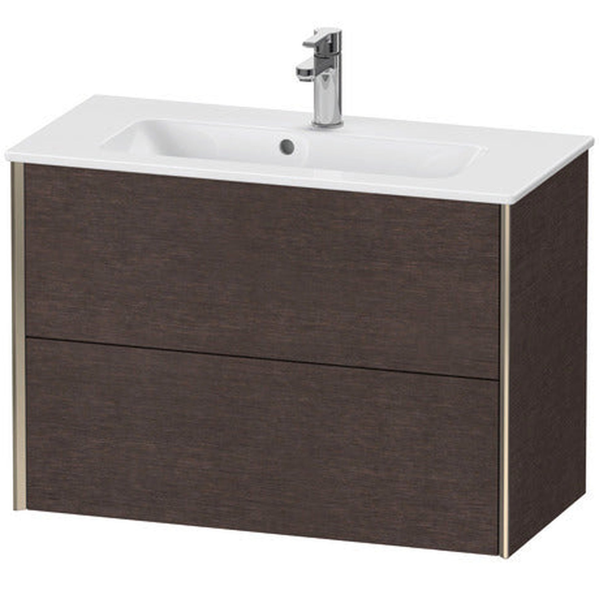 Duravit Xviu 32" x 22" x 15" Two Drawer Wall-Mount Vanity Unit, Brushed Dark Oak Real Wood Veneer (XV41790B172)