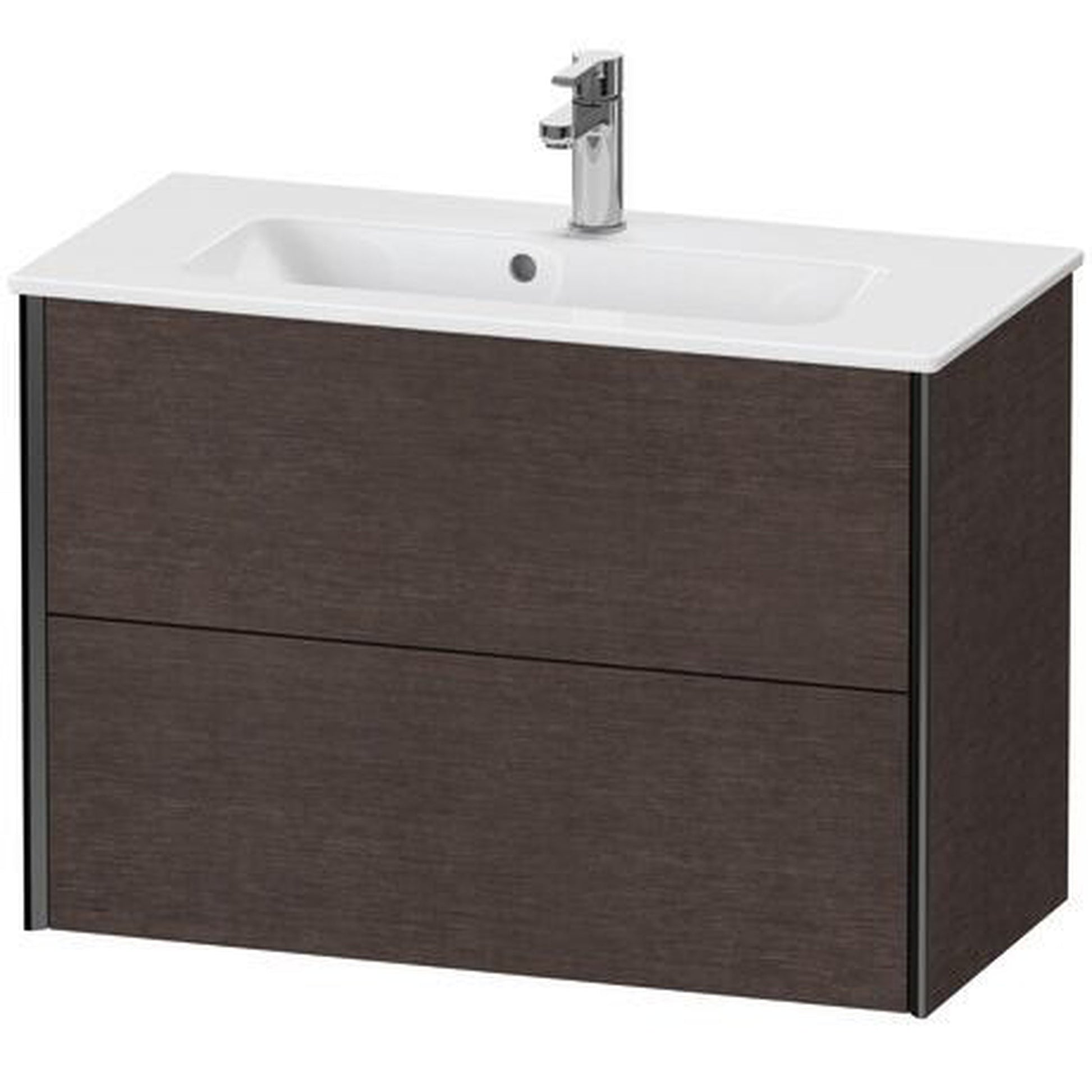 Duravit Xviu 32" x 22" x 15" Two Drawer Wall-Mount Vanity Unit, Brushed Dark Oak Real Wood Veneer (XV41790B272)