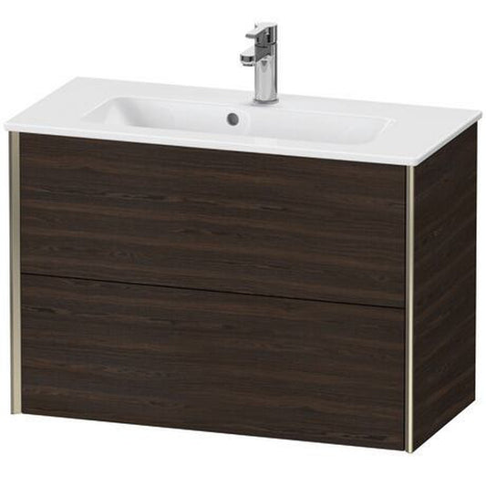 Duravit Xviu 32" x 22" x 15" Two Drawer Wall-Mount Vanity Unit, Brushed Walnut Real Wood Veneer (XV41790B169)