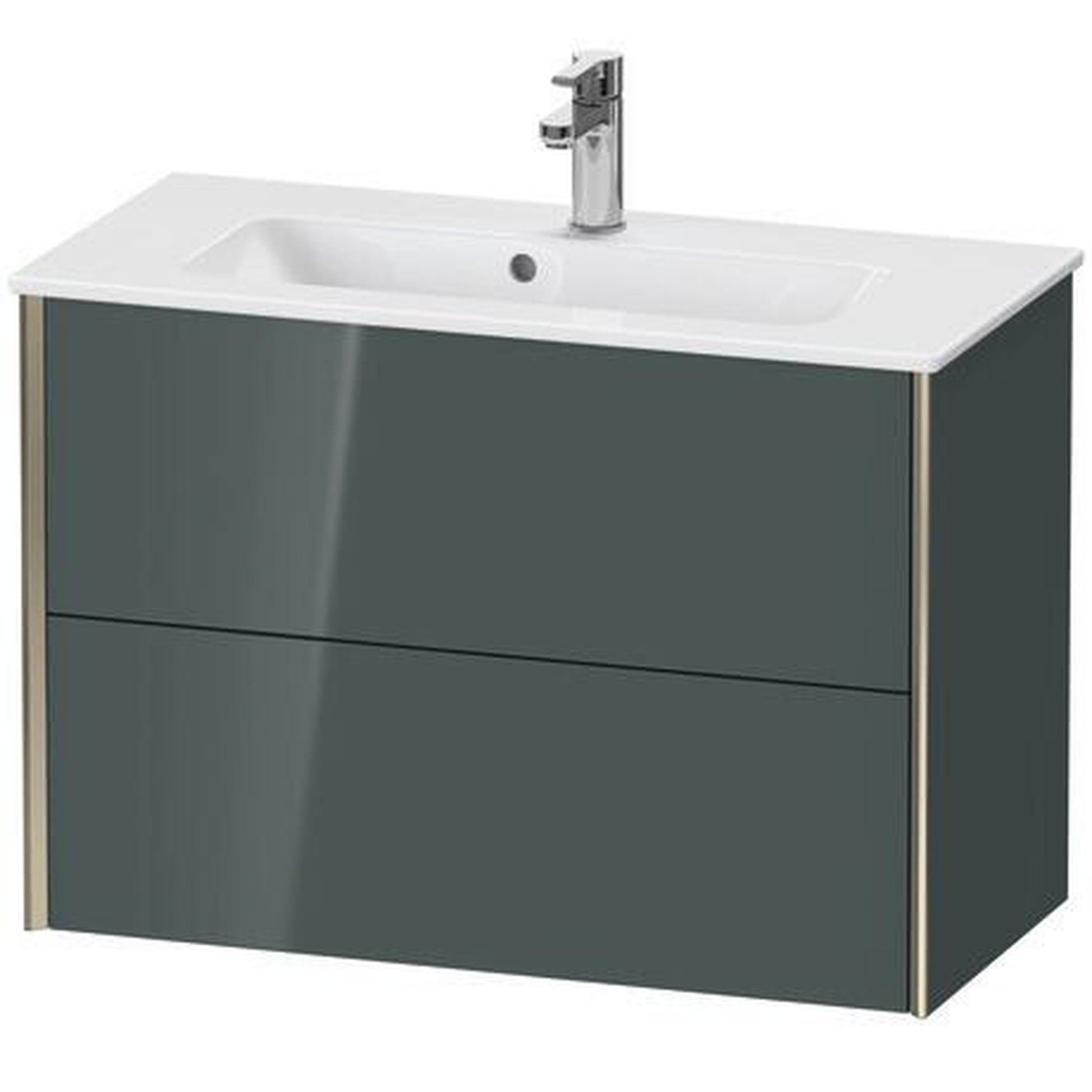 Duravit Xviu 32" x 22" x 15" Two Drawer Wall-Mount Vanity Unit, Dolomiti Grey High Gloss Lacquer (XV41790B138)