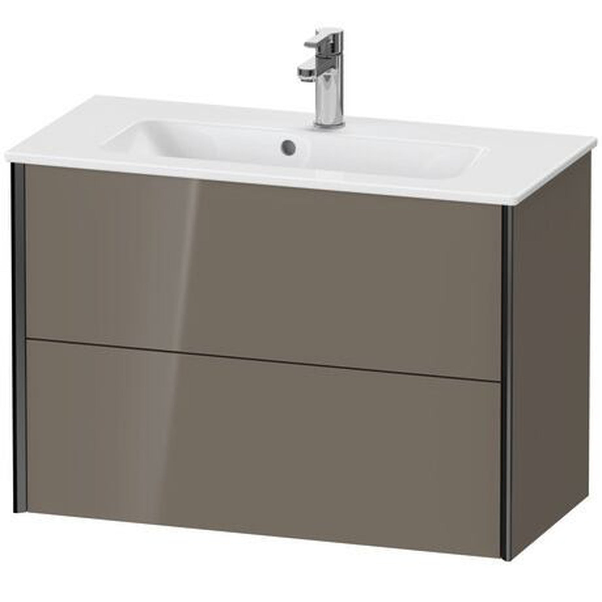 Duravit Xviu 32" x 22" x 15" Two Drawer Wall-Mount Vanity Unit, Flannel Grey High Gloss Lacquer (XV41790B289)