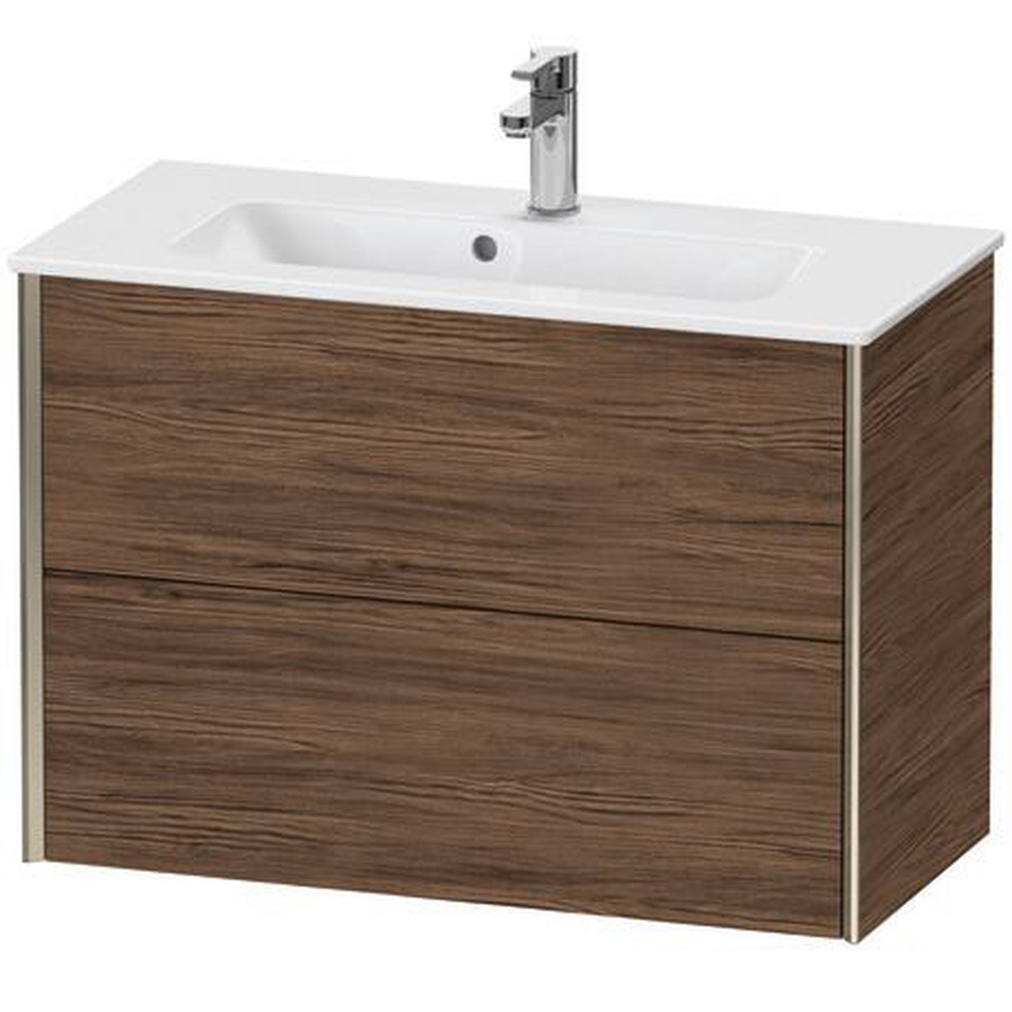 Duravit Xviu 32" x 22" x 15" Two Drawer Wall-Mount Vanity Unit, Walnut Dark (XV41790B121)