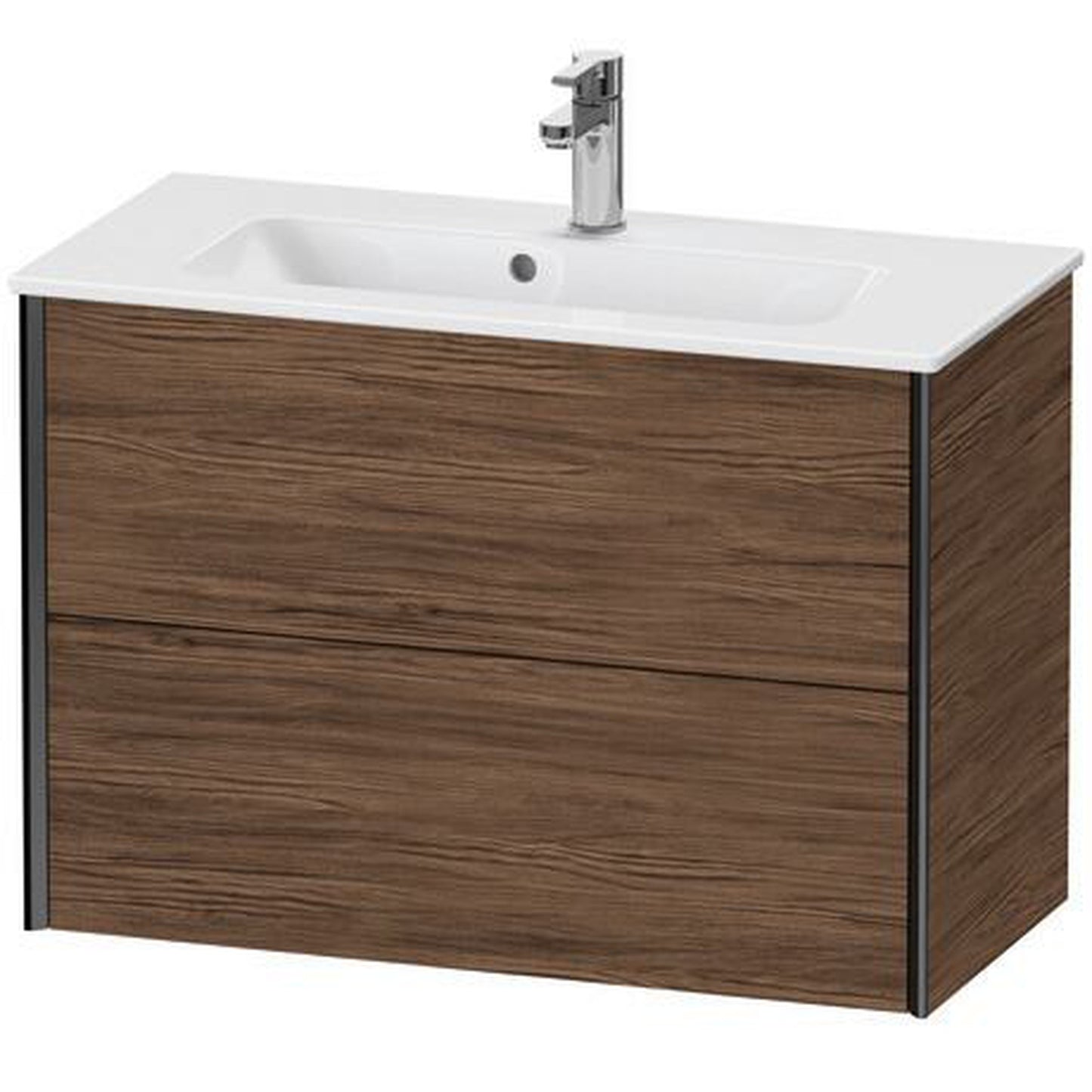 Duravit Xviu 32" x 22" x 15" Two Drawer Wall-Mount Vanity Unit, Walnut Dark (XV41790B221)