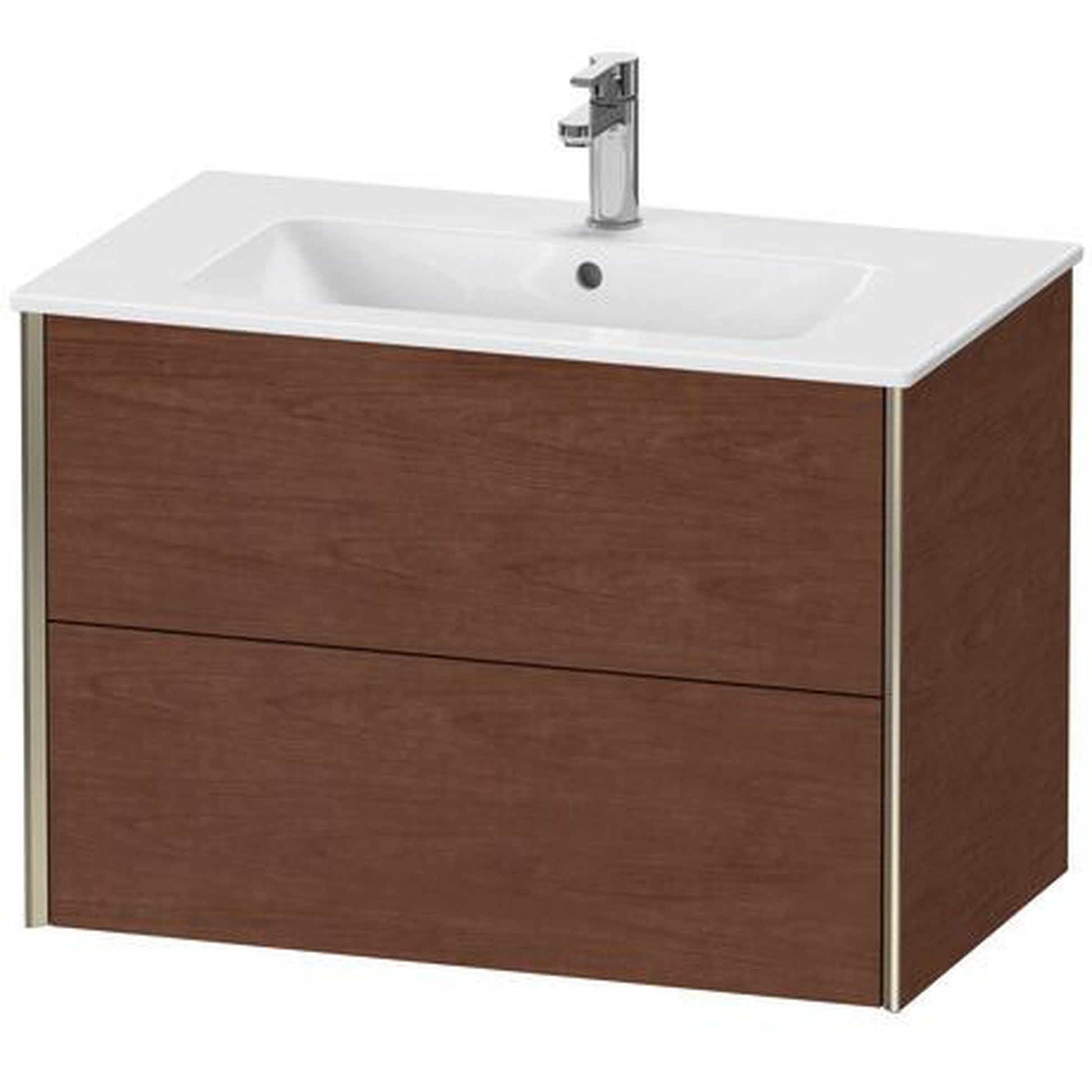 Duravit Xviu 32" x 22" x 19" Two Drawer Wall-Mount Vanity Unit, American Walnut (XV41260B113)