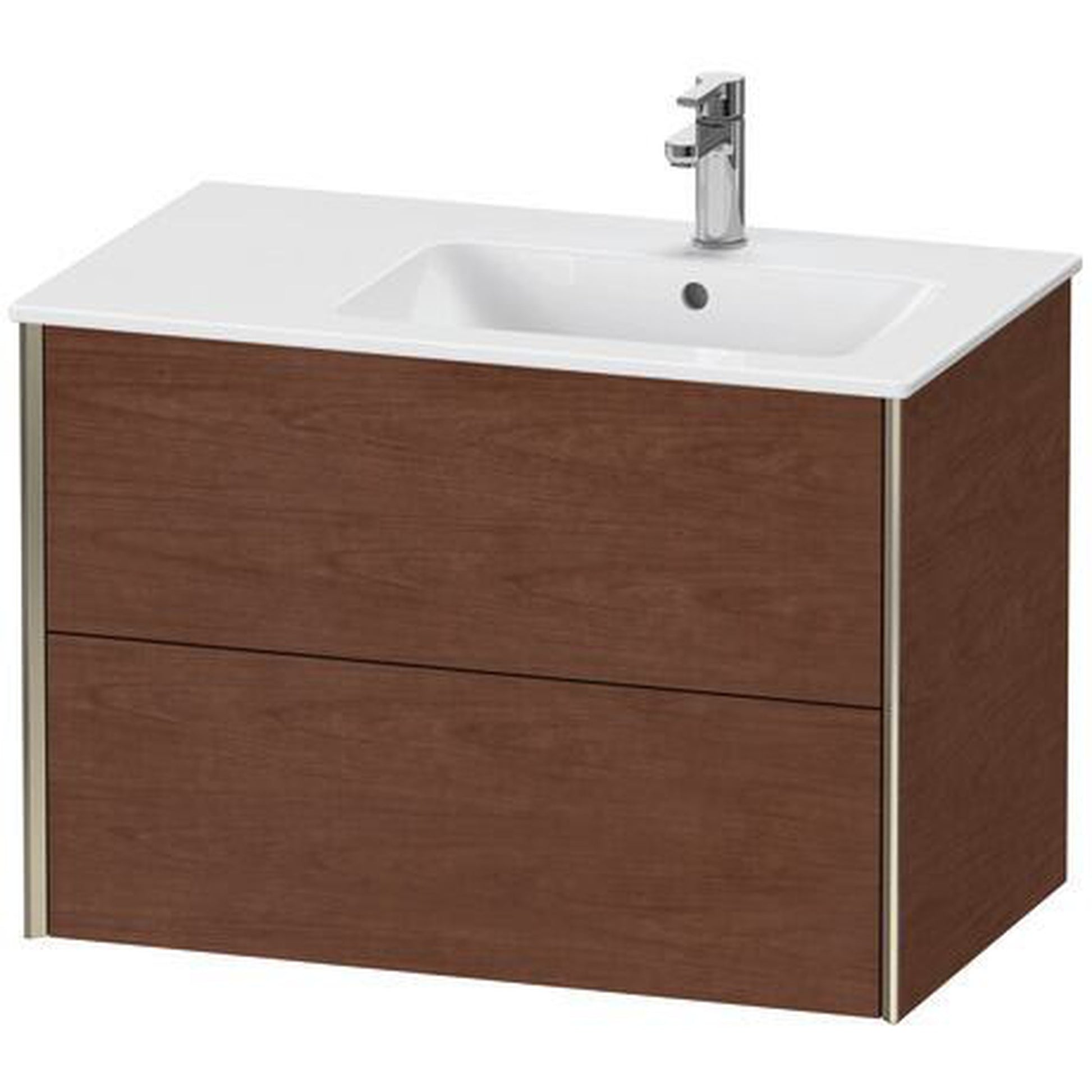 Duravit Xviu 32" x 22" x 19" Two Drawer Wall-Mount Vanity Unit, American Walnut (XV41590B113)