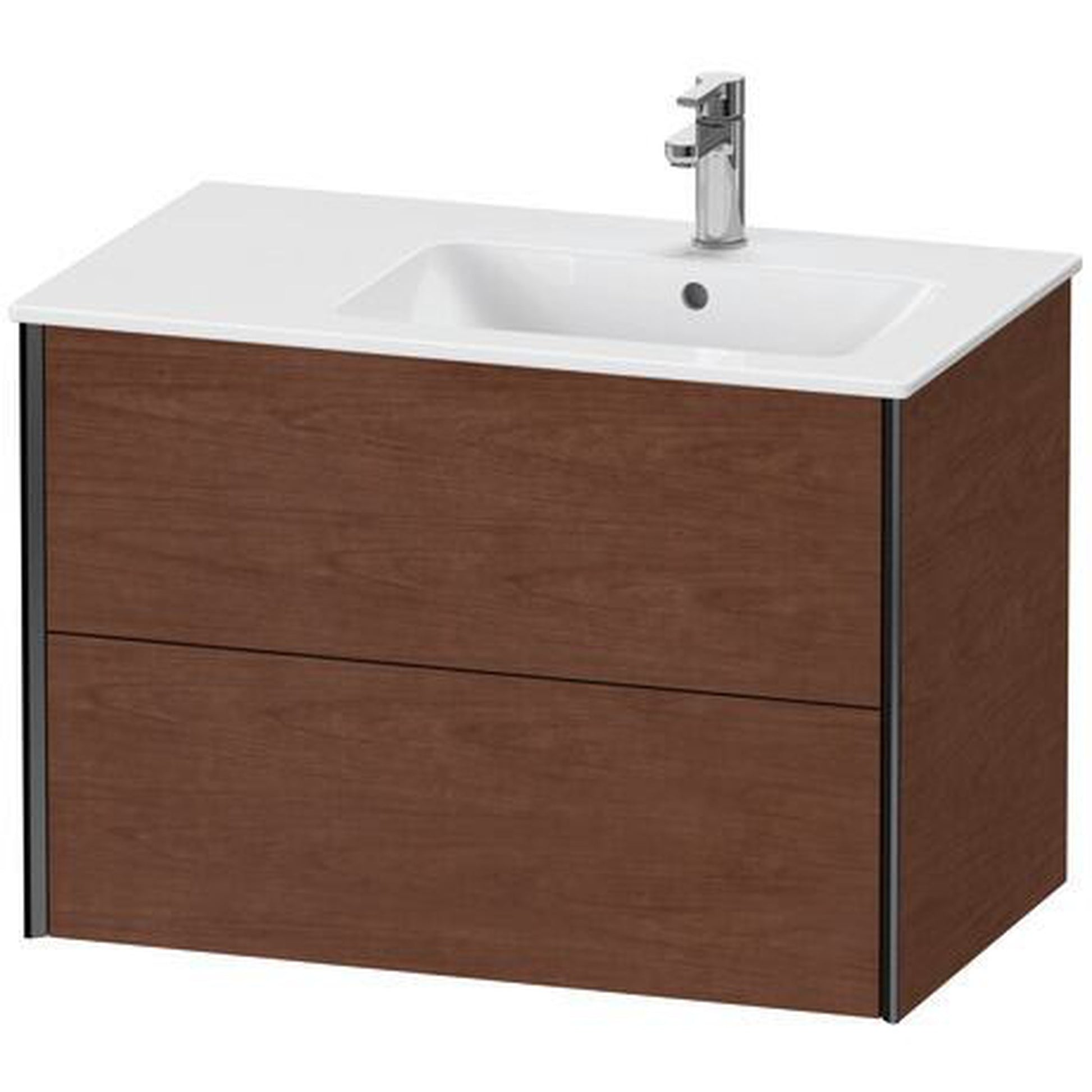 Duravit Xviu 32" x 22" x 19" Two Drawer Wall-Mount Vanity Unit, American Walnut (XV41590B213)