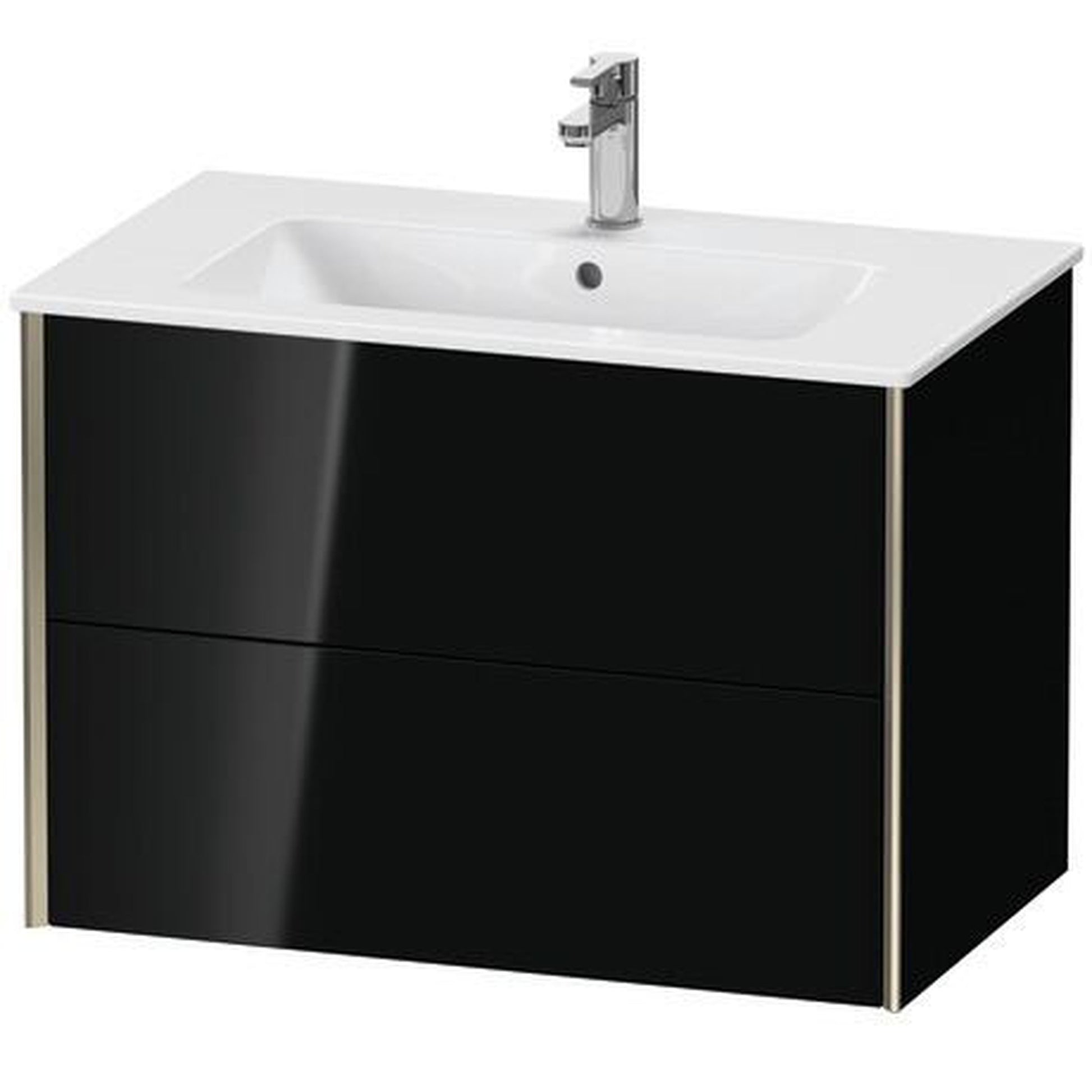Duravit Xviu 32" x 22" x 19" Two Drawer Wall-Mount Vanity Unit, Black High Gloss Lacquer (XV41260B140)