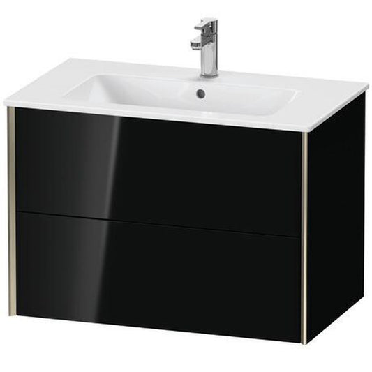 Duravit Xviu 32" x 22" x 19" Two Drawer Wall-Mount Vanity Unit, Black High Gloss Lacquer (XV41260B140)
