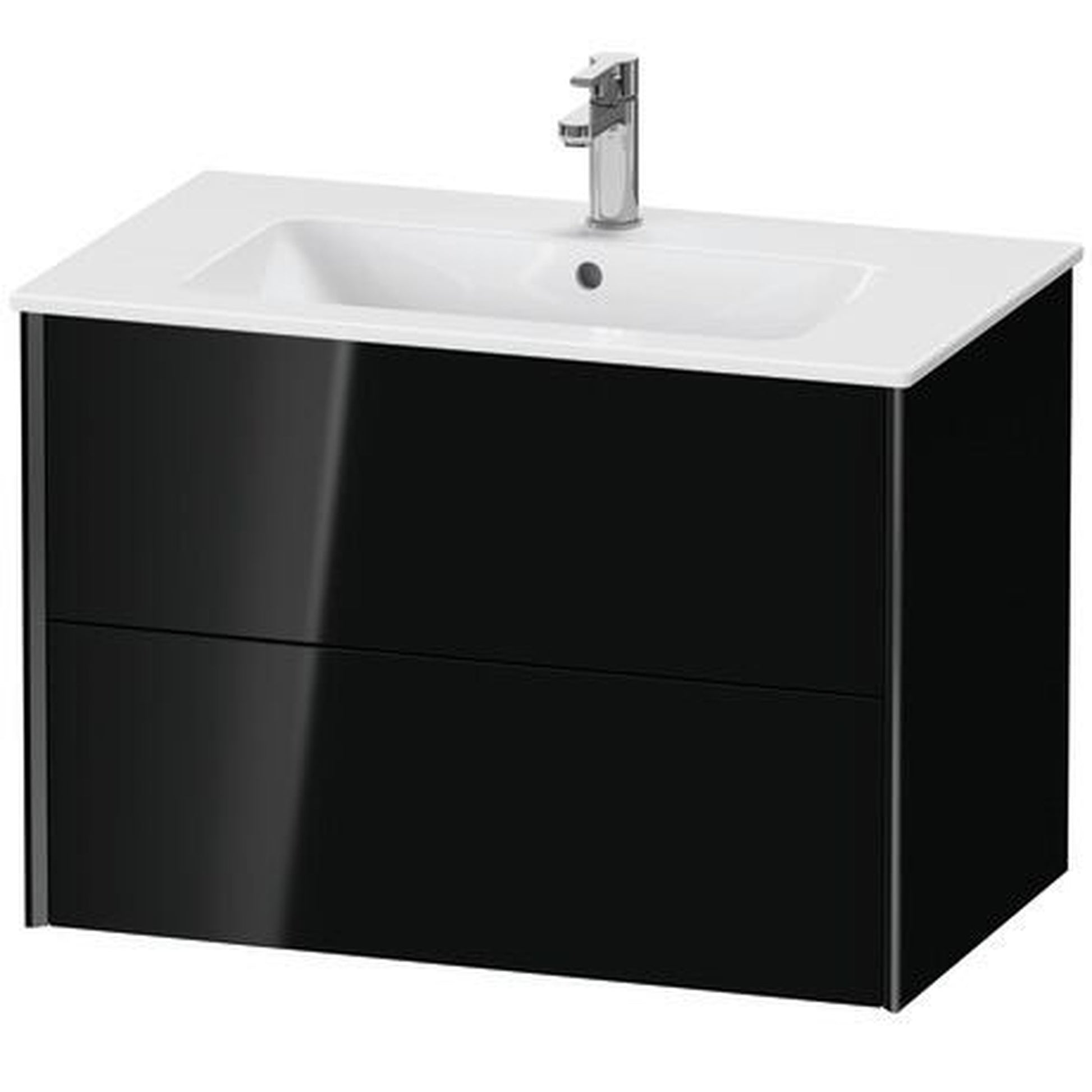 Duravit Xviu 32" x 22" x 19" Two Drawer Wall-Mount Vanity Unit, Black High Gloss Lacquer (XV41260B240)