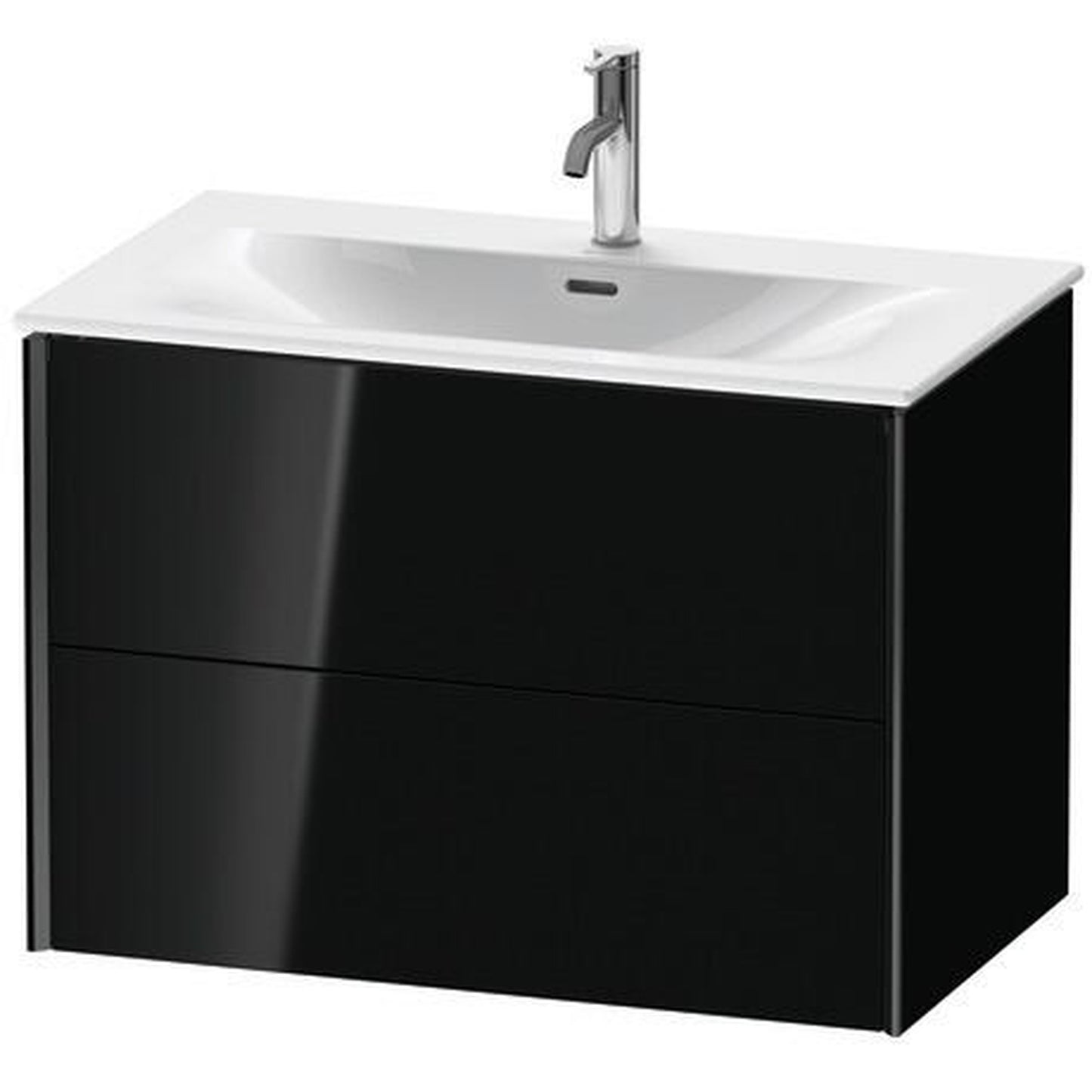Duravit Xviu 32" x 22" x 19" Two Drawer Wall-Mount Vanity Unit, Black High Gloss Lacquer (XV41340B240)