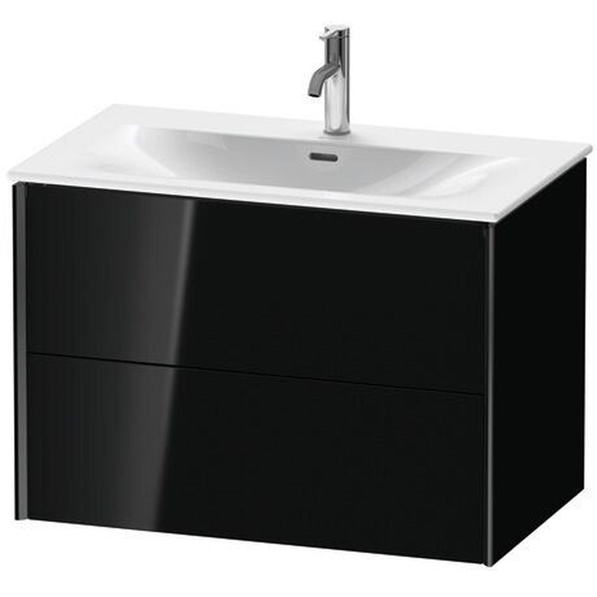 Duravit Xviu 32" x 22" x 19" Two Drawer Wall-Mount Vanity Unit, Black High Gloss Lacquer (XV41340B240)