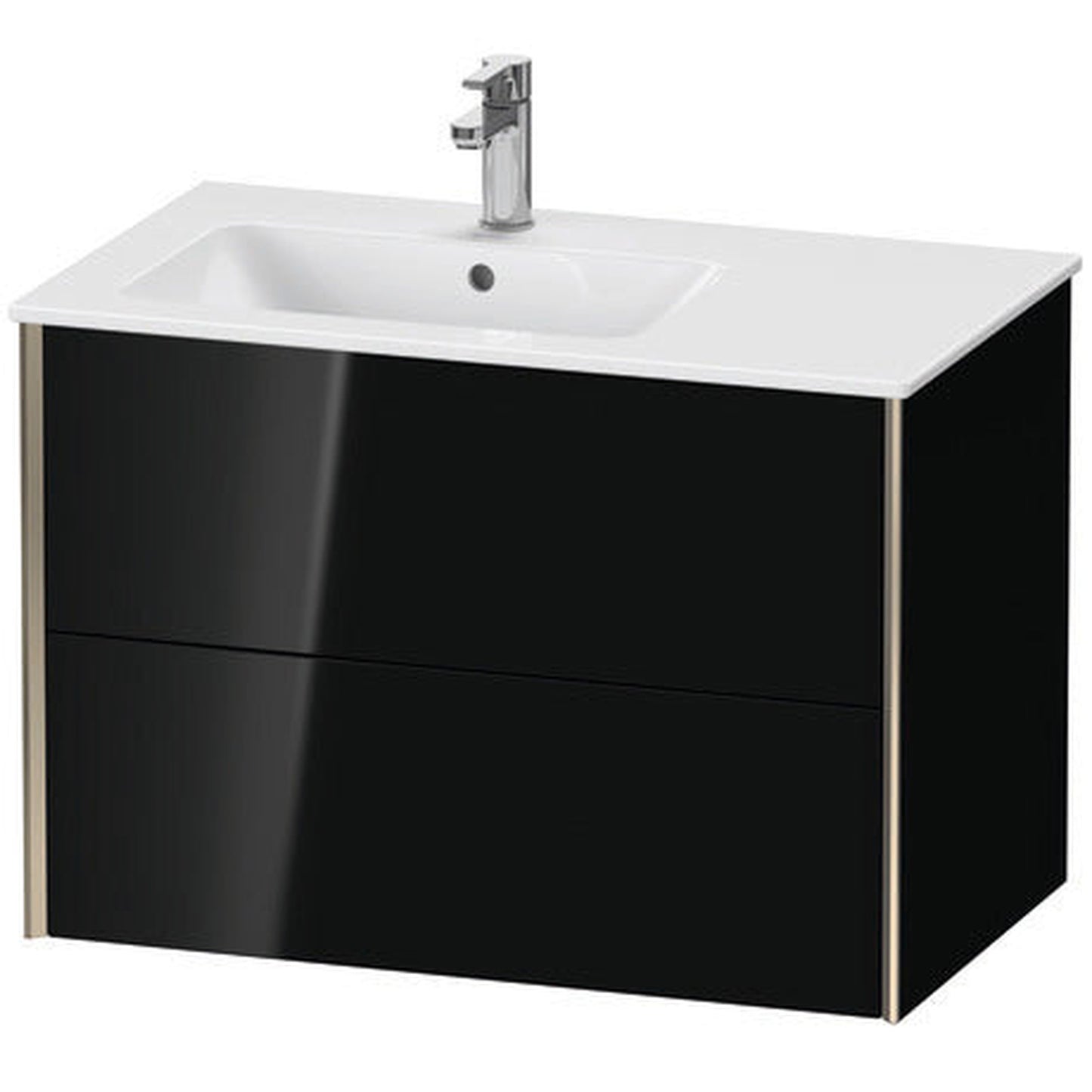 Duravit Xviu 32" x 22" x 19" Two Drawer Wall-Mount Vanity Unit, Black High Gloss Lacquer (XV41580B140)