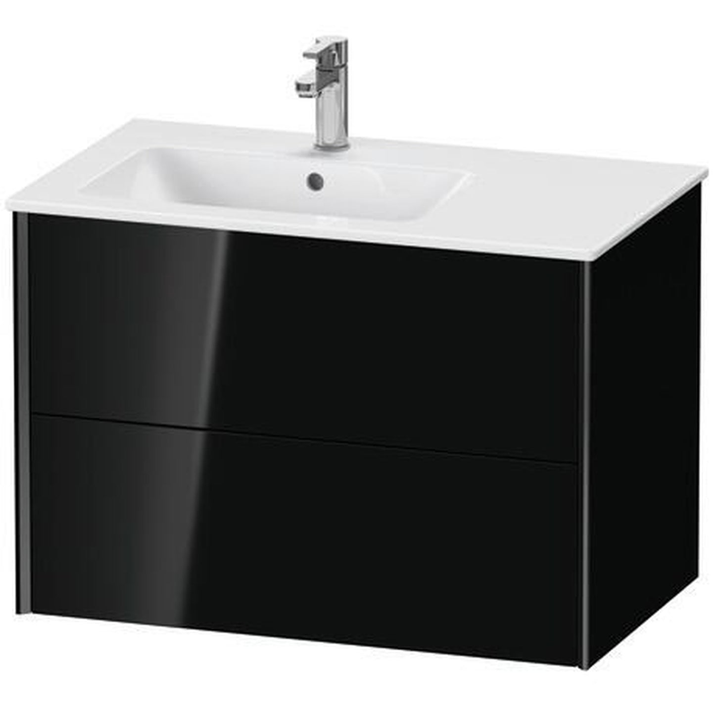 Duravit Xviu 32" x 22" x 19" Two Drawer Wall-Mount Vanity Unit, Black High Gloss Lacquer (XV41580B240)