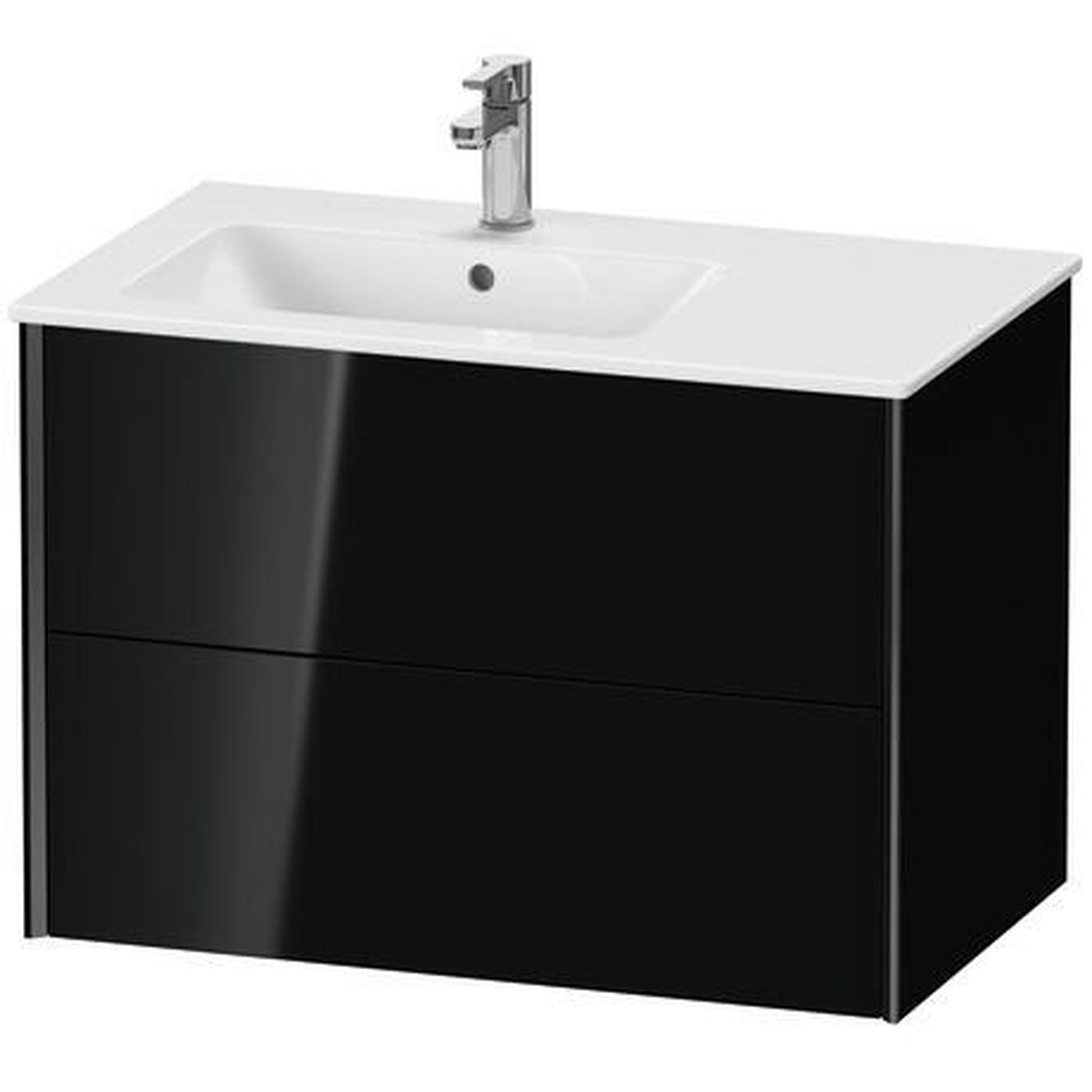 Duravit Xviu 32" x 22" x 19" Two Drawer Wall-Mount Vanity Unit, Black High Gloss Lacquer (XV41580B240)
