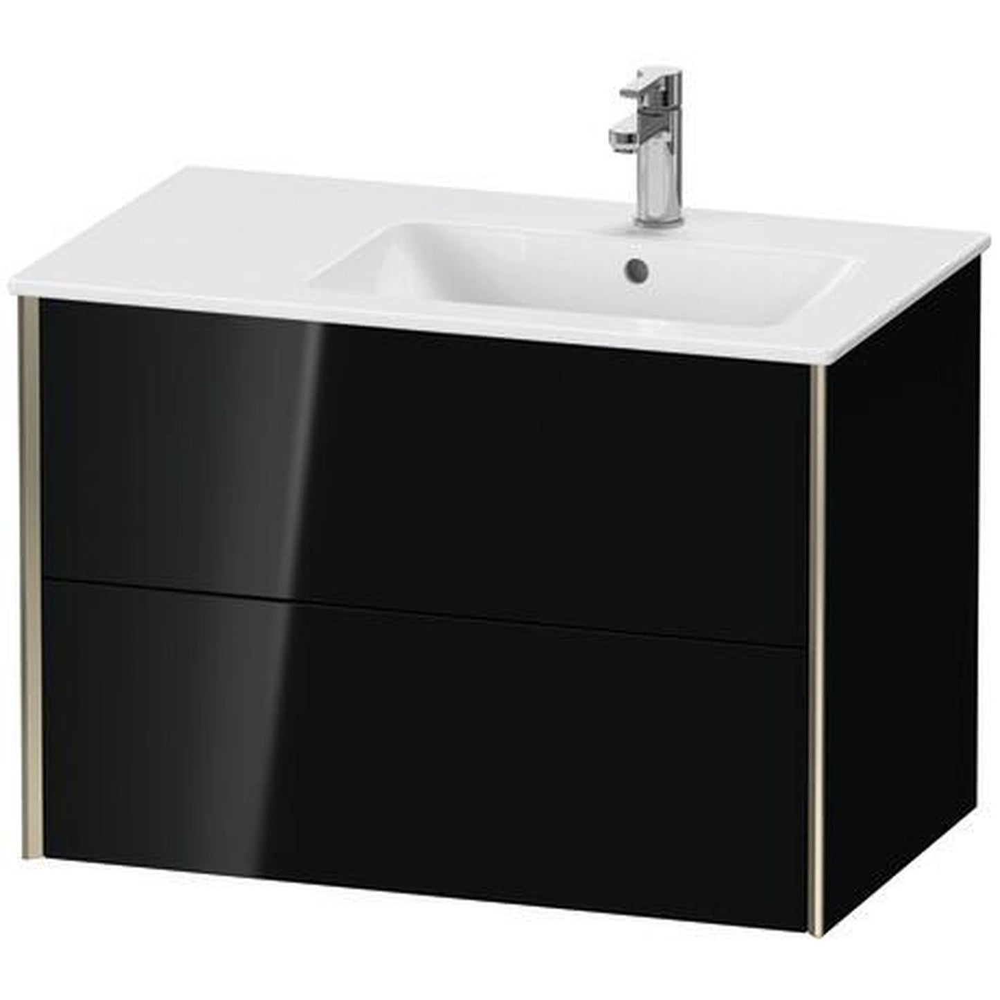 Duravit Xviu 32" x 22" x 19" Two Drawer Wall-Mount Vanity Unit, Black High Gloss Lacquer (XV41590B140)
