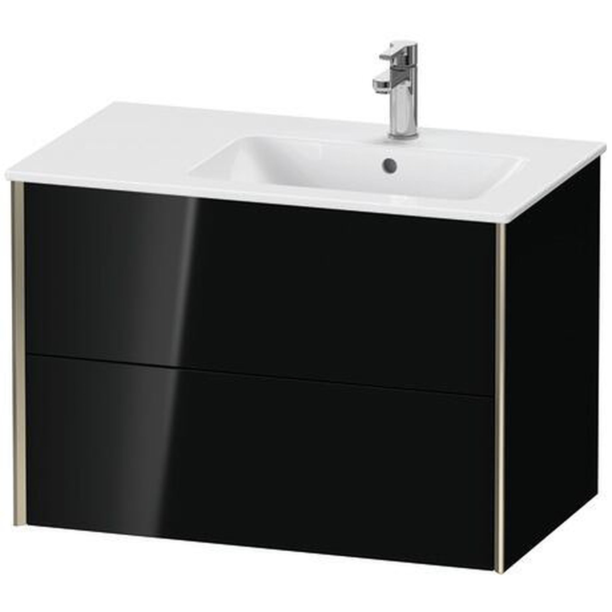 Duravit Xviu 32" x 22" x 19" Two Drawer Wall-Mount Vanity Unit, Black High Gloss Lacquer (XV41590B140)