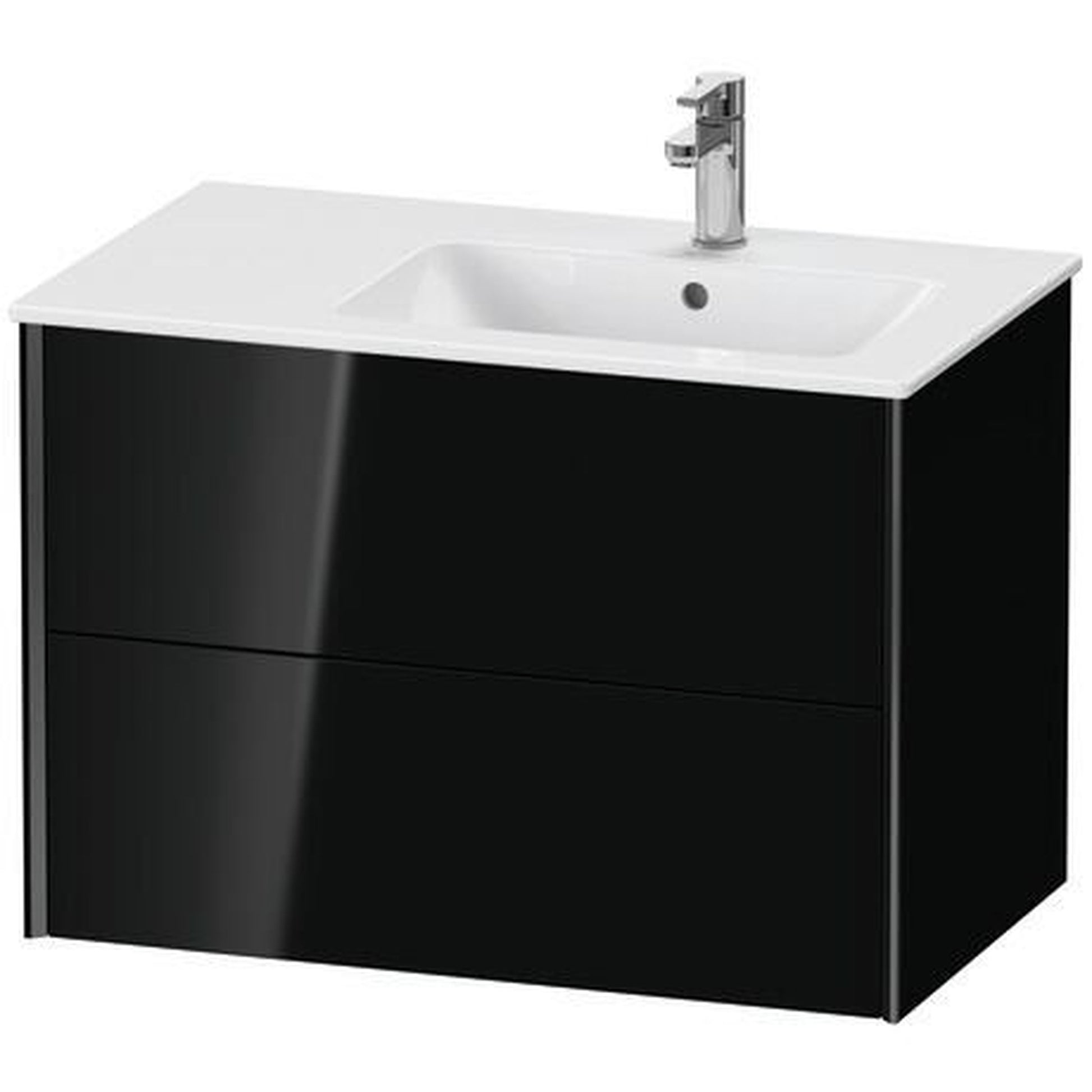 Duravit Xviu 32" x 22" x 19" Two Drawer Wall-Mount Vanity Unit, Black High Gloss Lacquer (XV41590B240)