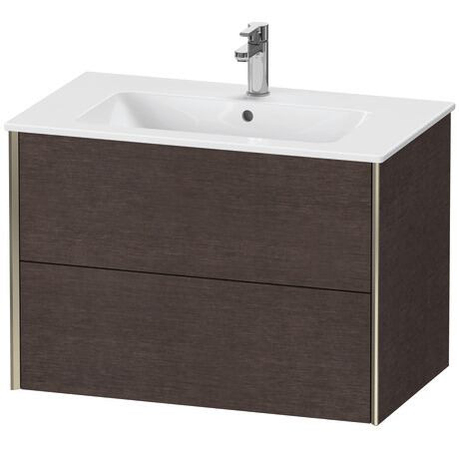 Duravit Xviu 32" x 22" x 19" Two Drawer Wall-Mount Vanity Unit, Brushed Dark Oak Real Wood Veneer (XV41260B172)