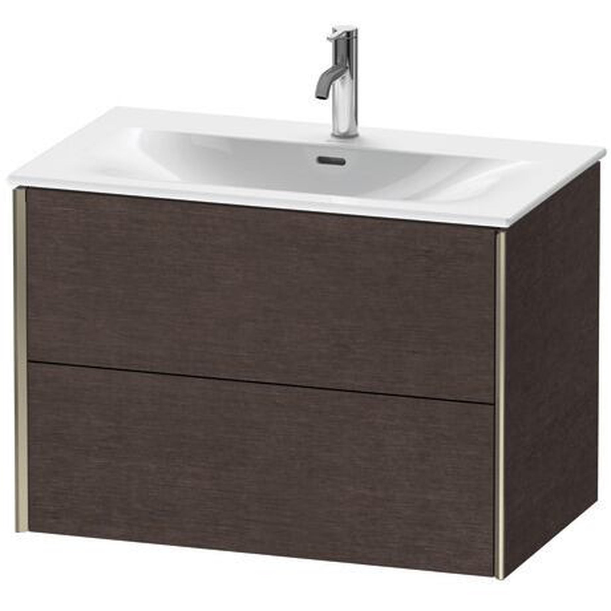 Duravit Xviu 32" x 22" x 19" Two Drawer Wall-Mount Vanity Unit, Brushed Dark Oak Real Wood Veneer (XV41340B172)