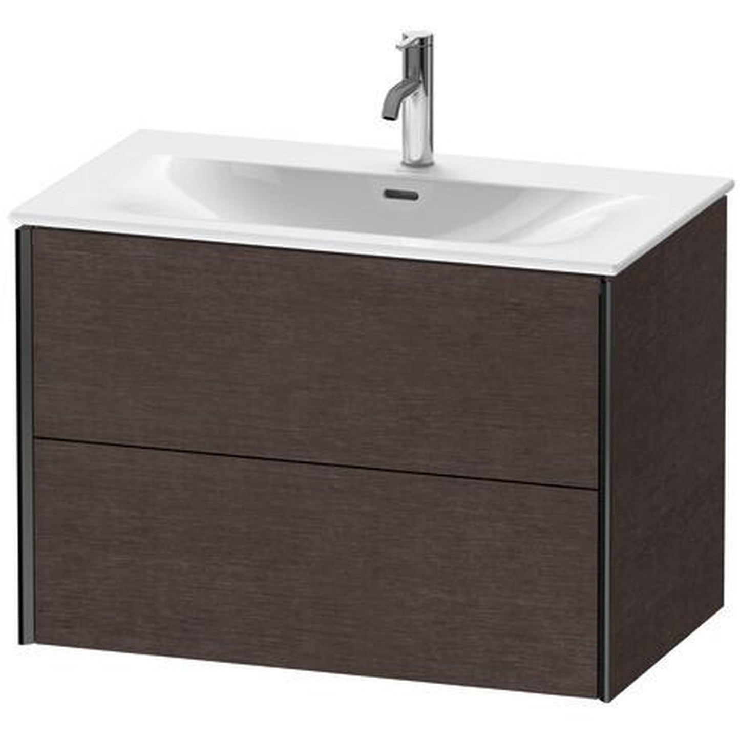 Duravit Xviu 32" x 22" x 19" Two Drawer Wall-Mount Vanity Unit, Brushed Dark Oak Real Wood Veneer (XV41340B272)