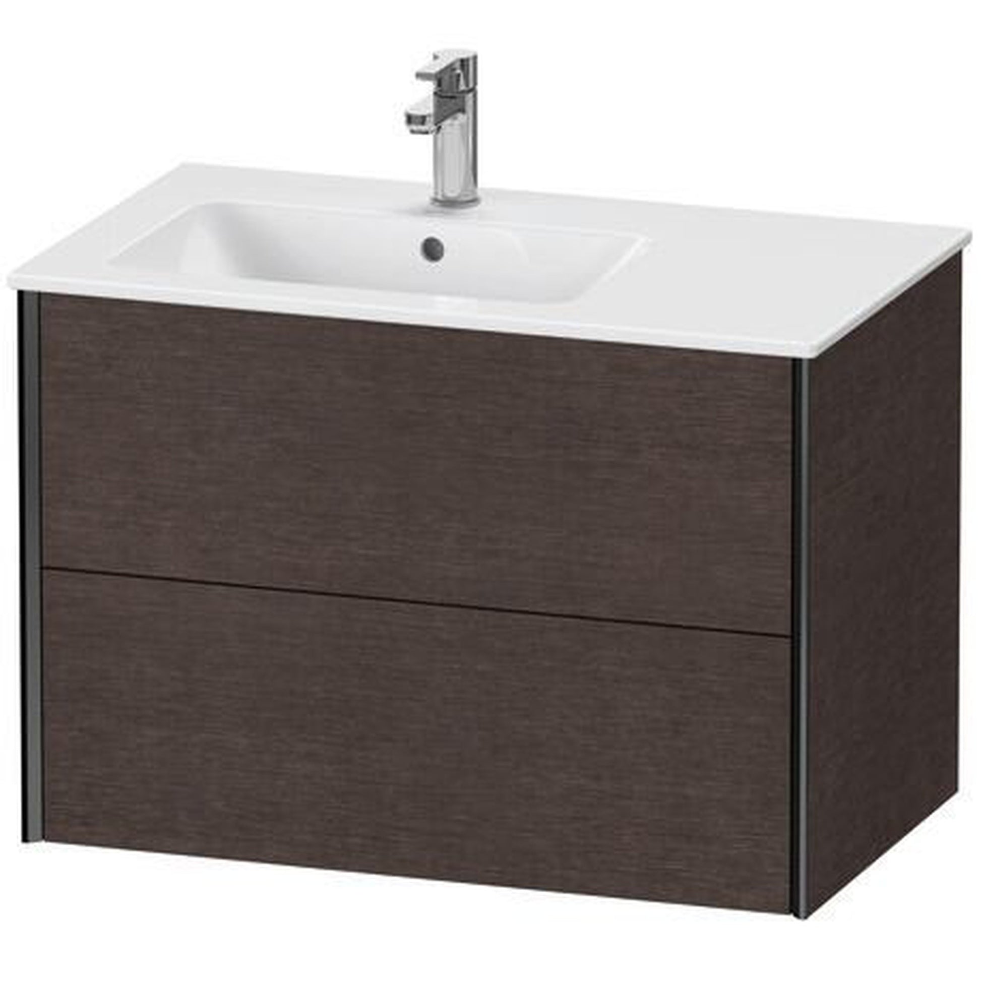 Duravit Xviu 32" x 22" x 19" Two Drawer Wall-Mount Vanity Unit, Brushed Dark Oak Real Wood Veneer (XV41580B272)