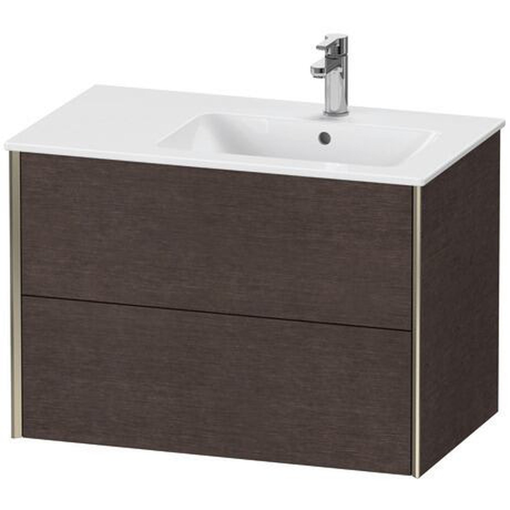 Duravit Xviu 32" x 22" x 19" Two Drawer Wall-Mount Vanity Unit, Brushed Dark Oak Real Wood Veneer (XV41590B172)