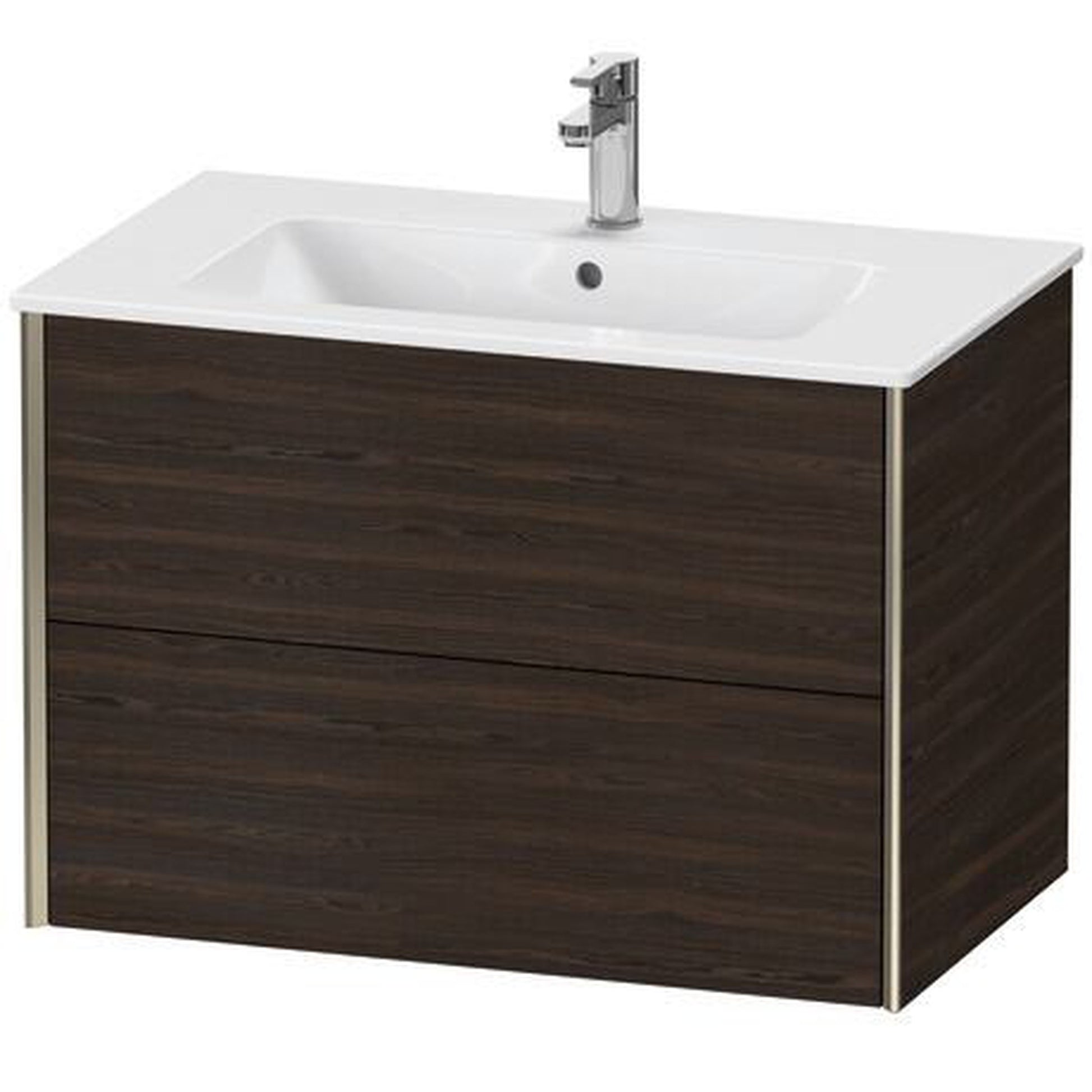 Duravit Xviu 32" x 22" x 19" Two Drawer Wall-Mount Vanity Unit, Brushed Walnut Real Wood Veneer (XV41260B169)