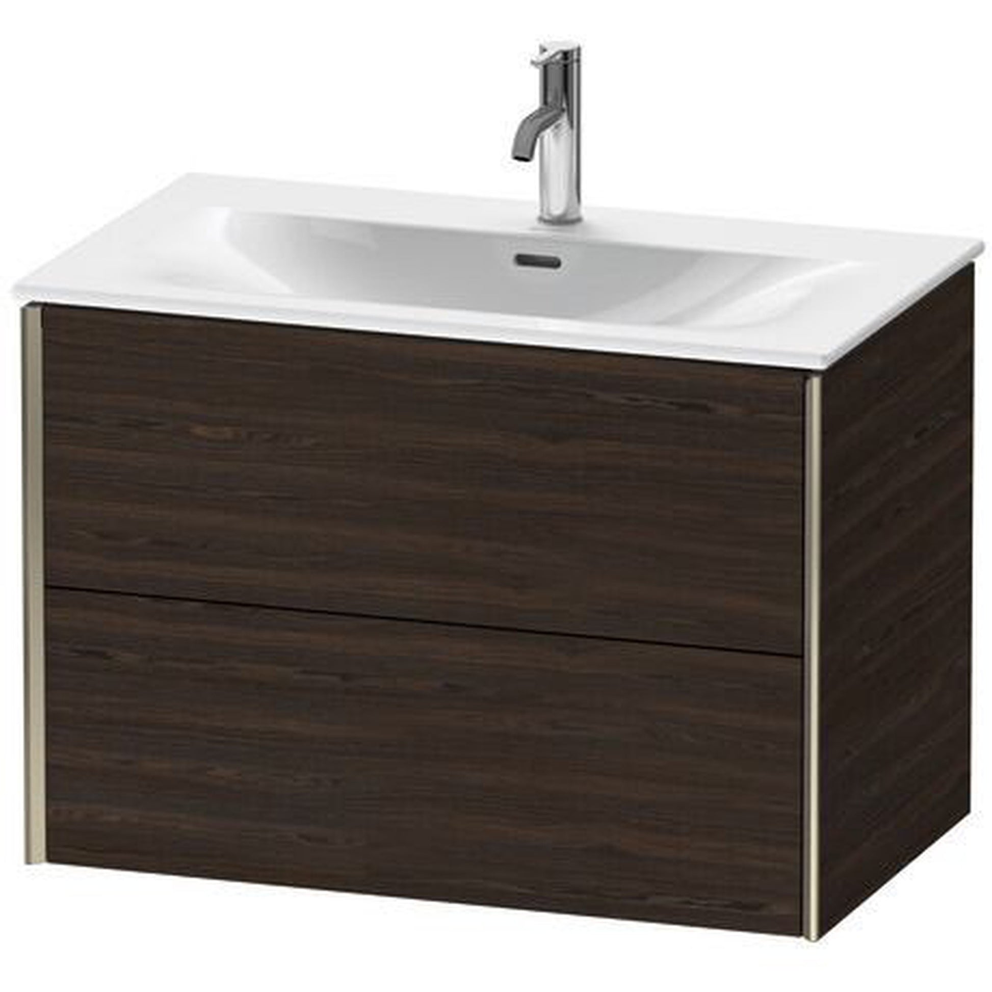 Duravit Xviu 32" x 22" x 19" Two Drawer Wall-Mount Vanity Unit, Brushed Walnut Real Wood Veneer (XV41340B169)