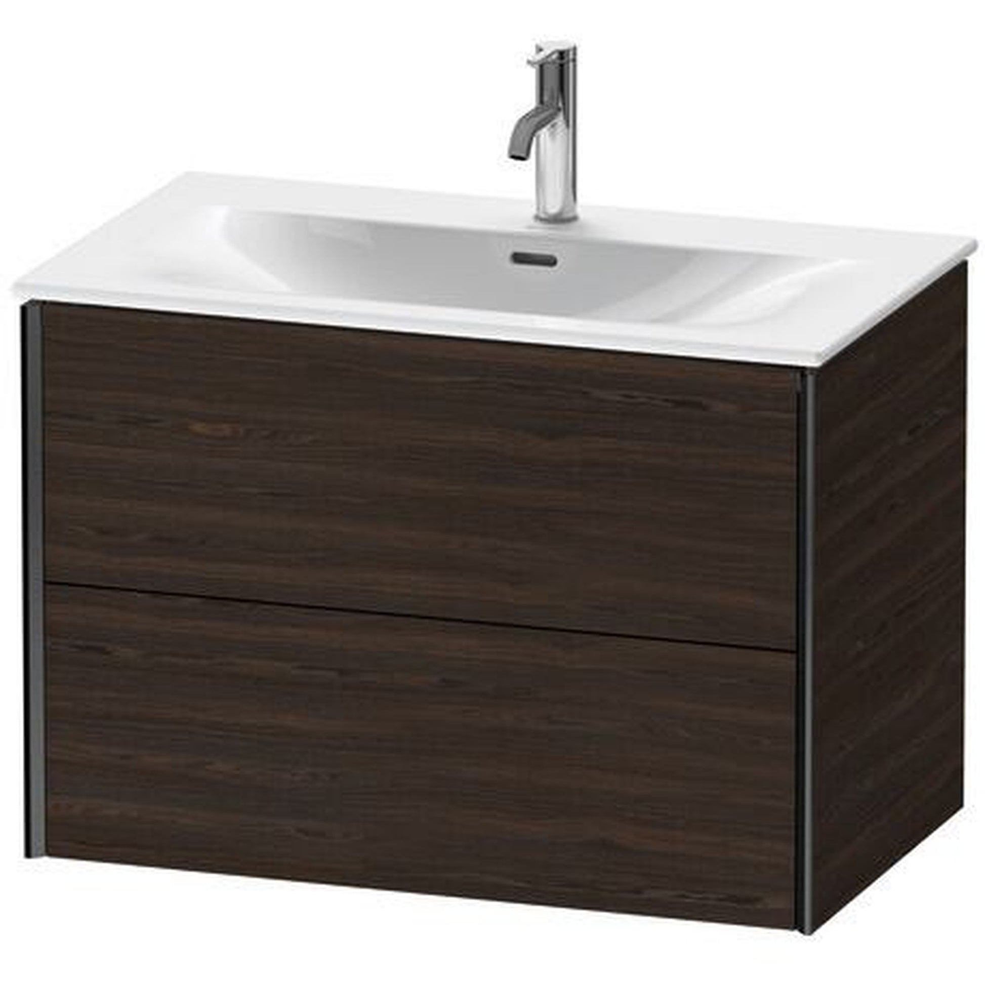 Duravit Xviu 32" x 22" x 19" Two Drawer Wall-Mount Vanity Unit, Brushed Walnut Real Wood Veneer (XV41340B269)