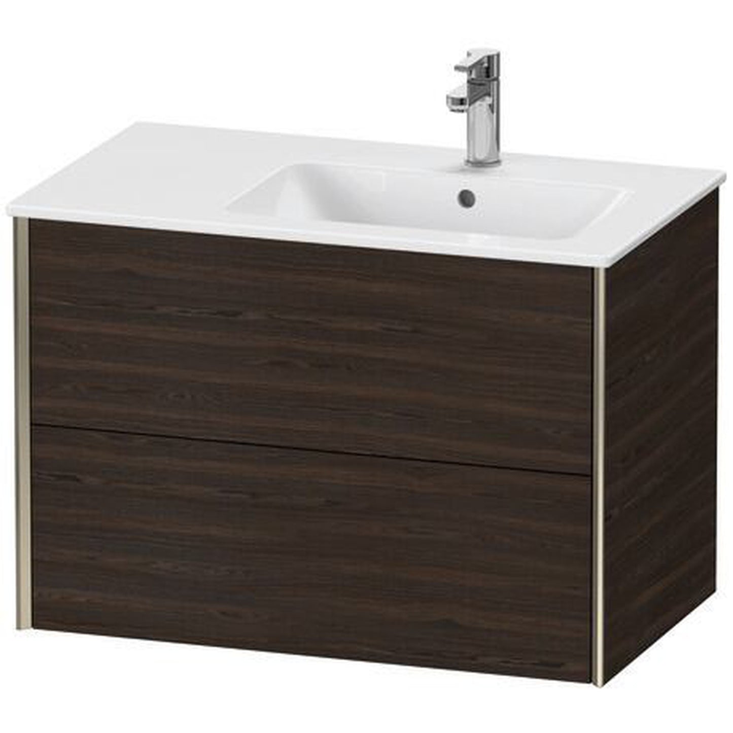 Duravit Xviu 32" x 22" x 19" Two Drawer Wall-Mount Vanity Unit, Brushed Walnut Real Wood Veneer (XV41590B169)