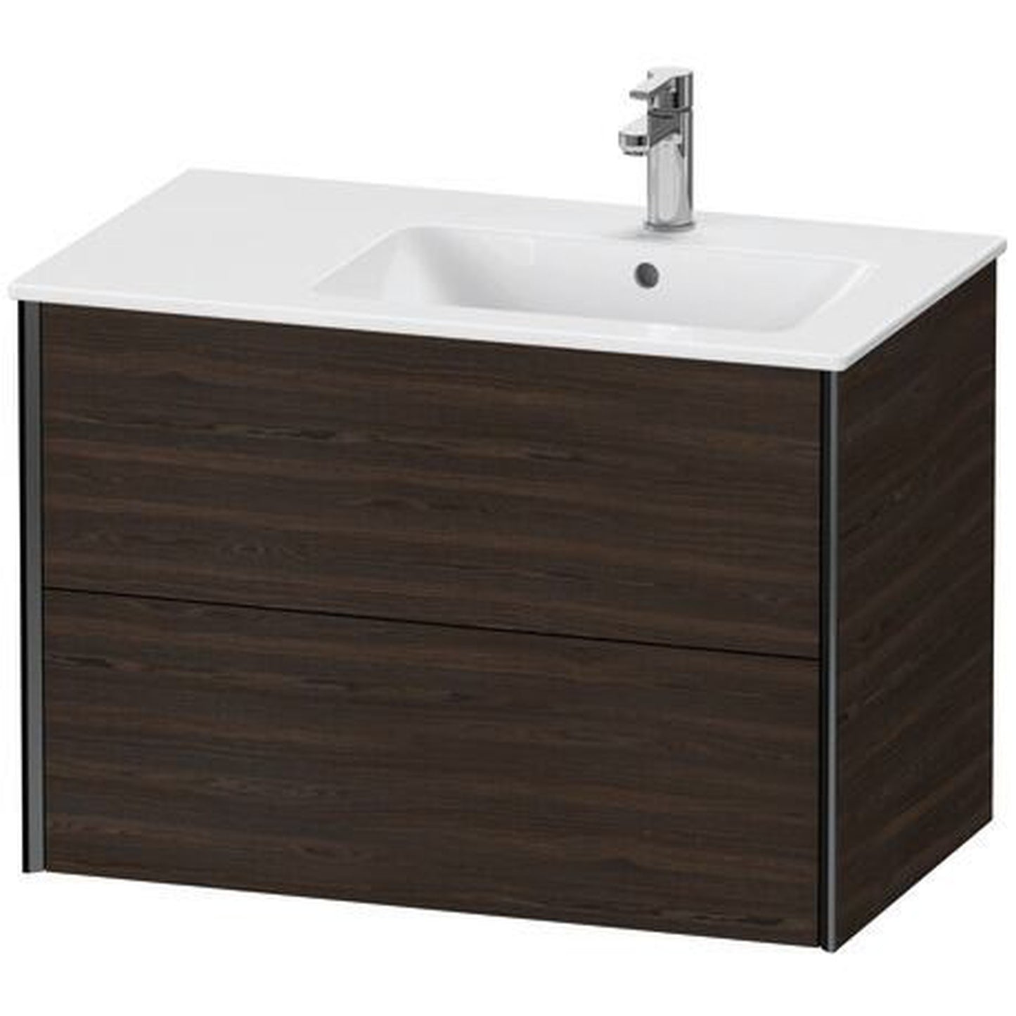 Duravit Xviu 32" x 22" x 19" Two Drawer Wall-Mount Vanity Unit, Brushed Walnut Real Wood Veneer (XV41590B269)