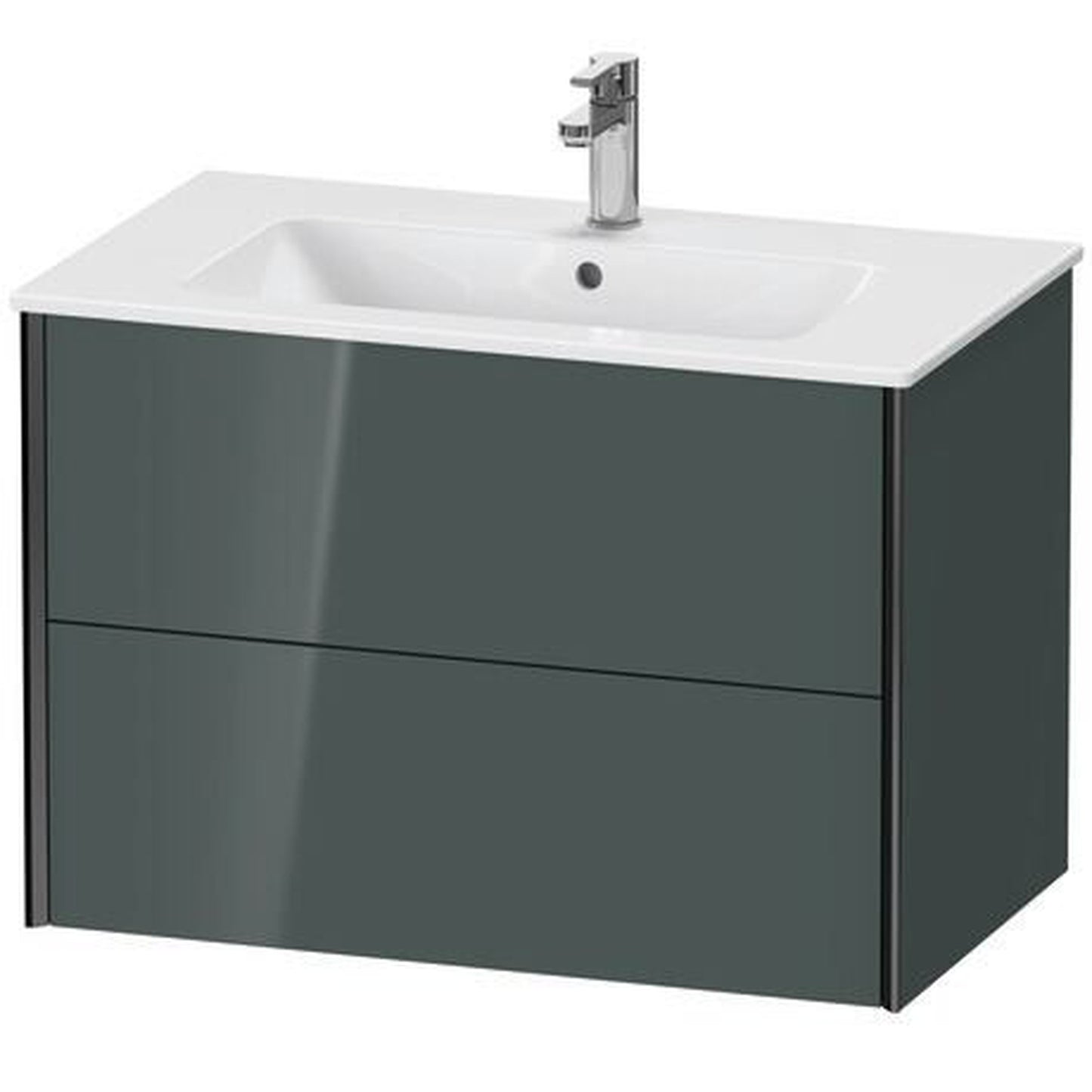 Duravit Xviu 32" x 22" x 19" Two Drawer Wall-Mount Vanity Unit, Dolomiti Grey High Gloss Lacquer (XV41260B238)