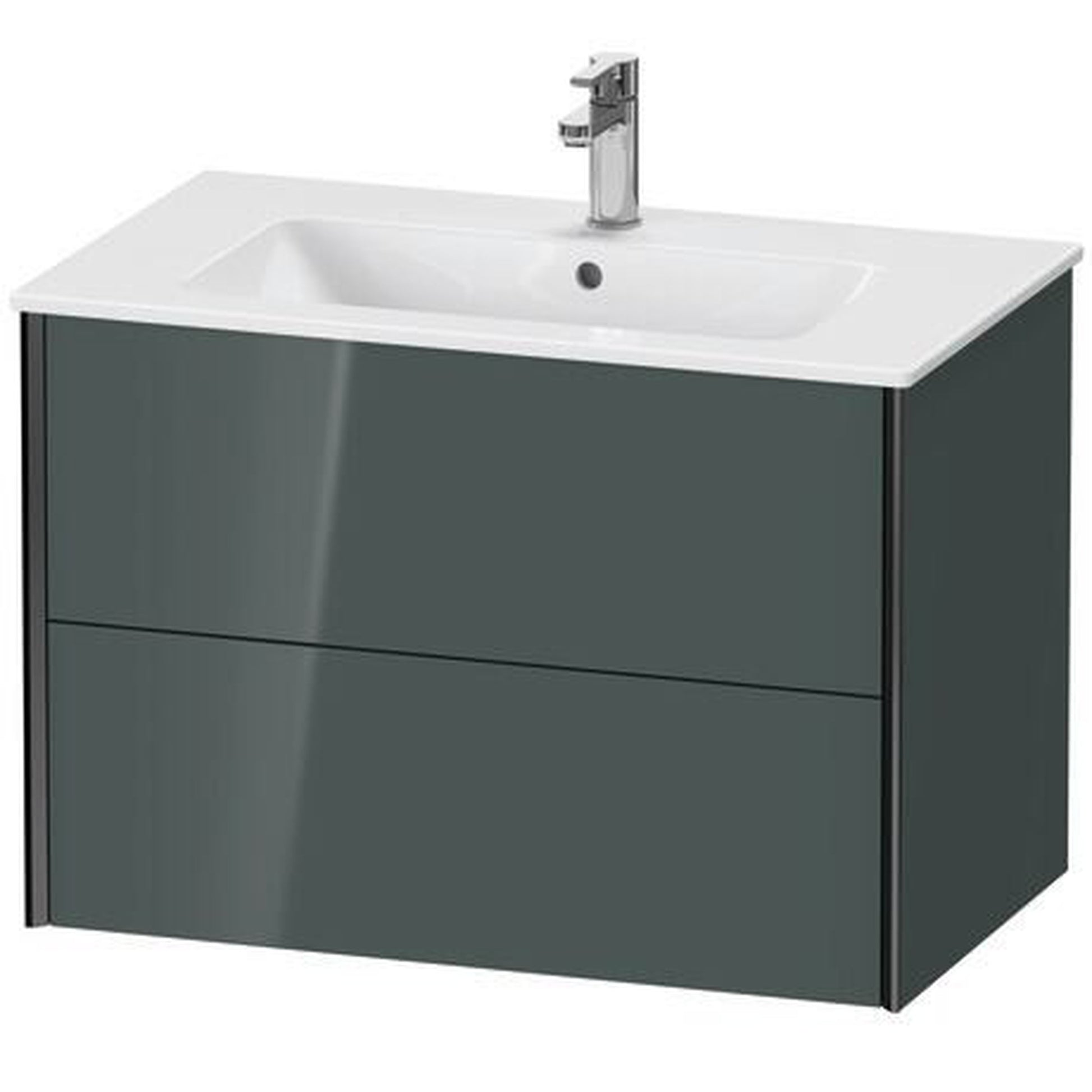 Duravit Xviu 32" x 22" x 19" Two Drawer Wall-Mount Vanity Unit, Dolomiti Grey High Gloss Lacquer (XV41260B238)