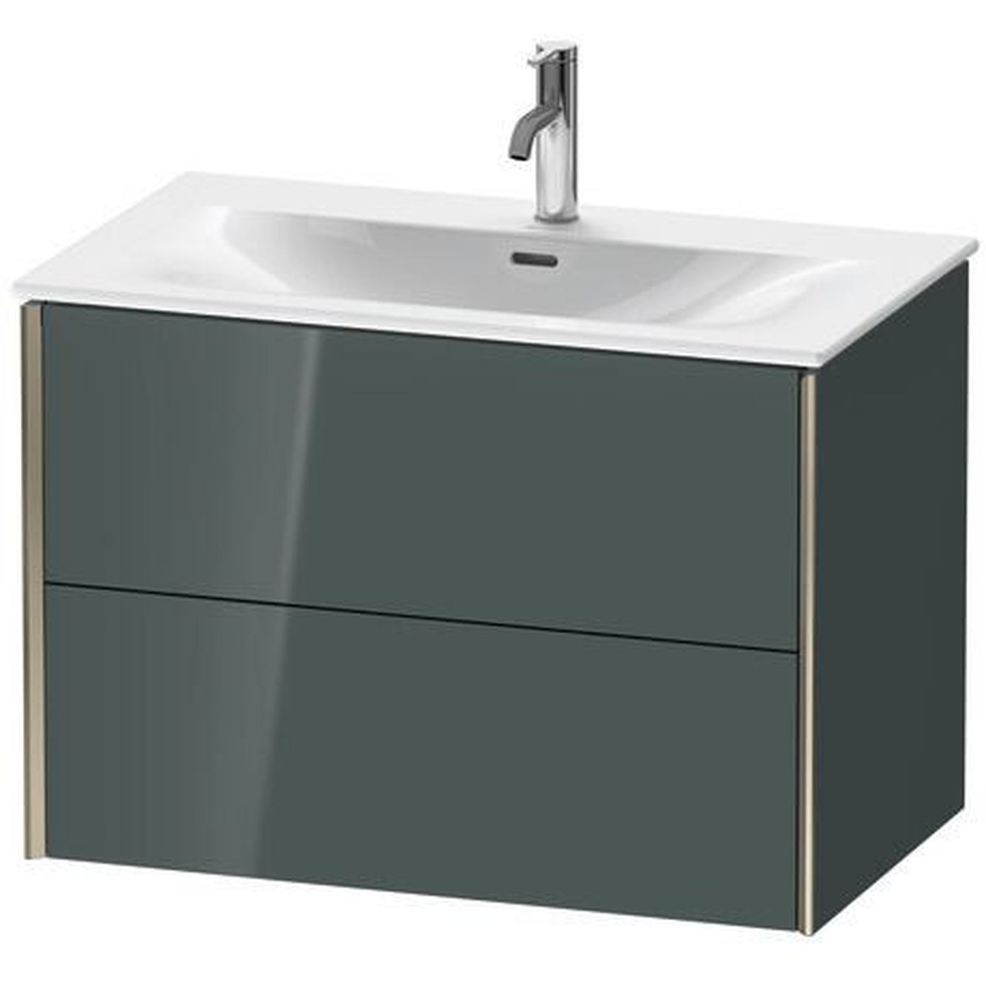 Duravit Xviu 32" x 22" x 19" Two Drawer Wall-Mount Vanity Unit, Dolomiti Grey High Gloss Lacquer (XV41340B138)