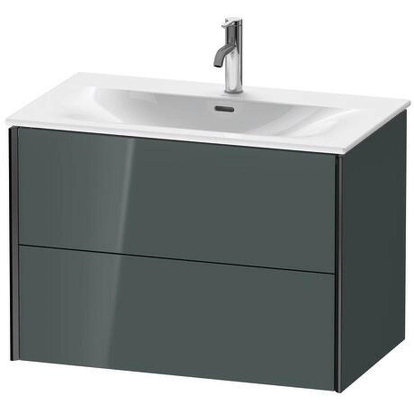 Duravit Xviu 32" x 22" x 19" Two Drawer Wall-Mount Vanity Unit, Dolomiti Grey High Gloss Lacquer (XV41340B238)