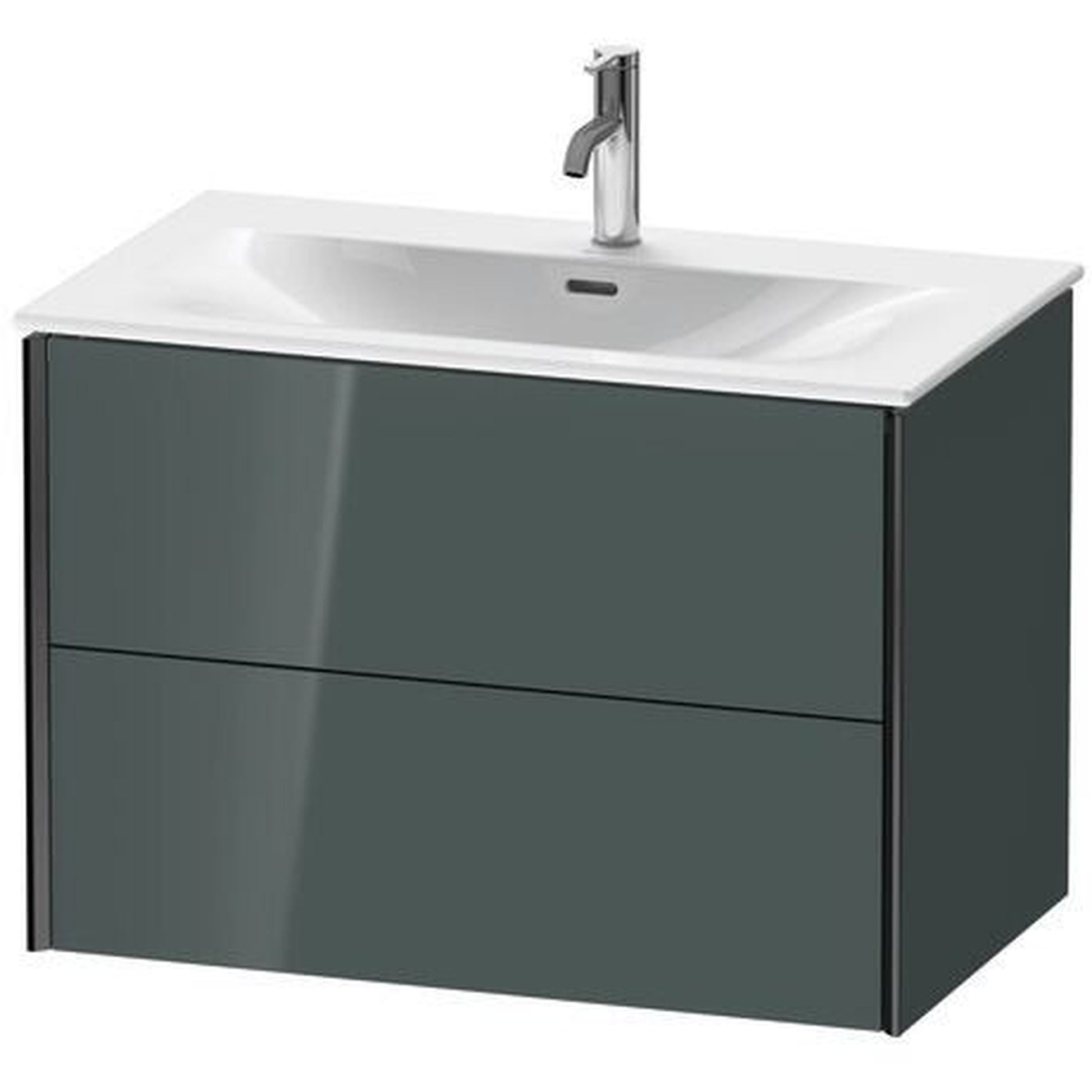 Duravit Xviu 32" x 22" x 19" Two Drawer Wall-Mount Vanity Unit, Dolomiti Grey High Gloss Lacquer (XV41340B238)