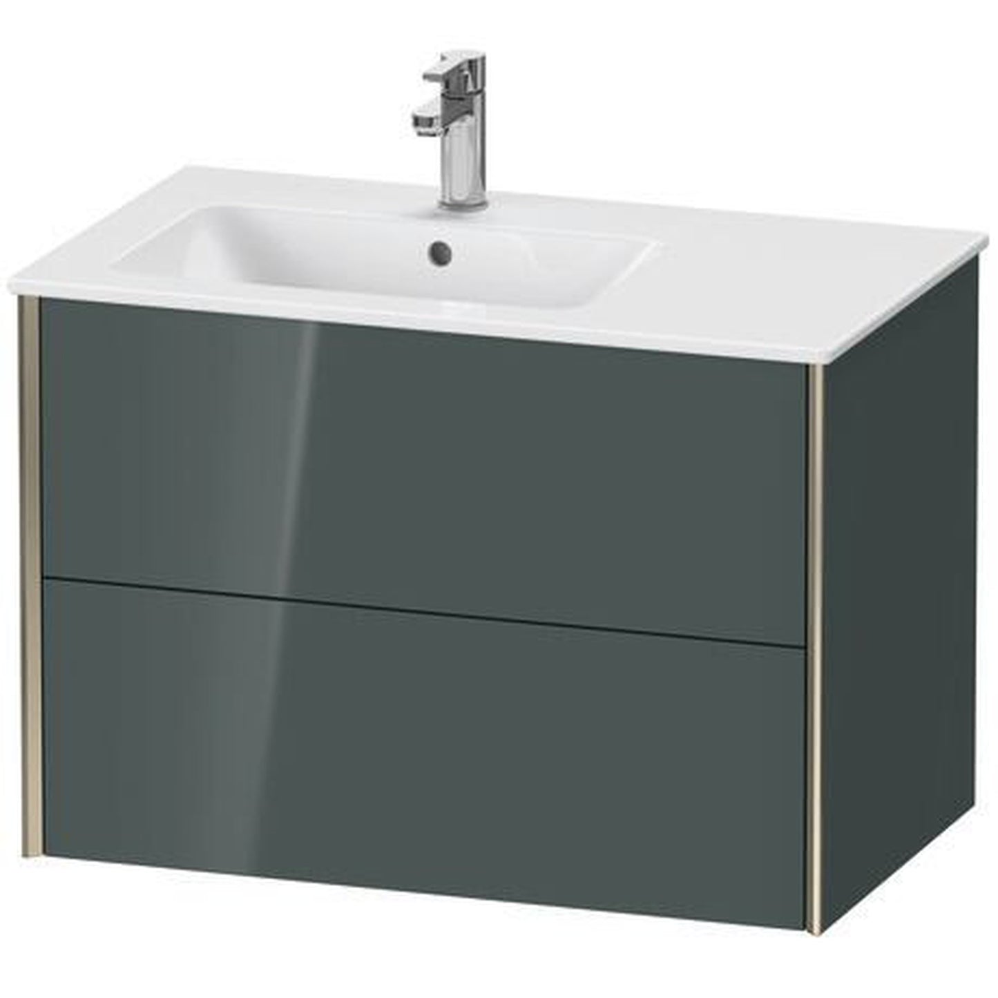 Duravit Xviu 32" x 22" x 19" Two Drawer Wall-Mount Vanity Unit, Dolomiti Grey High Gloss Lacquer (XV41580B138)