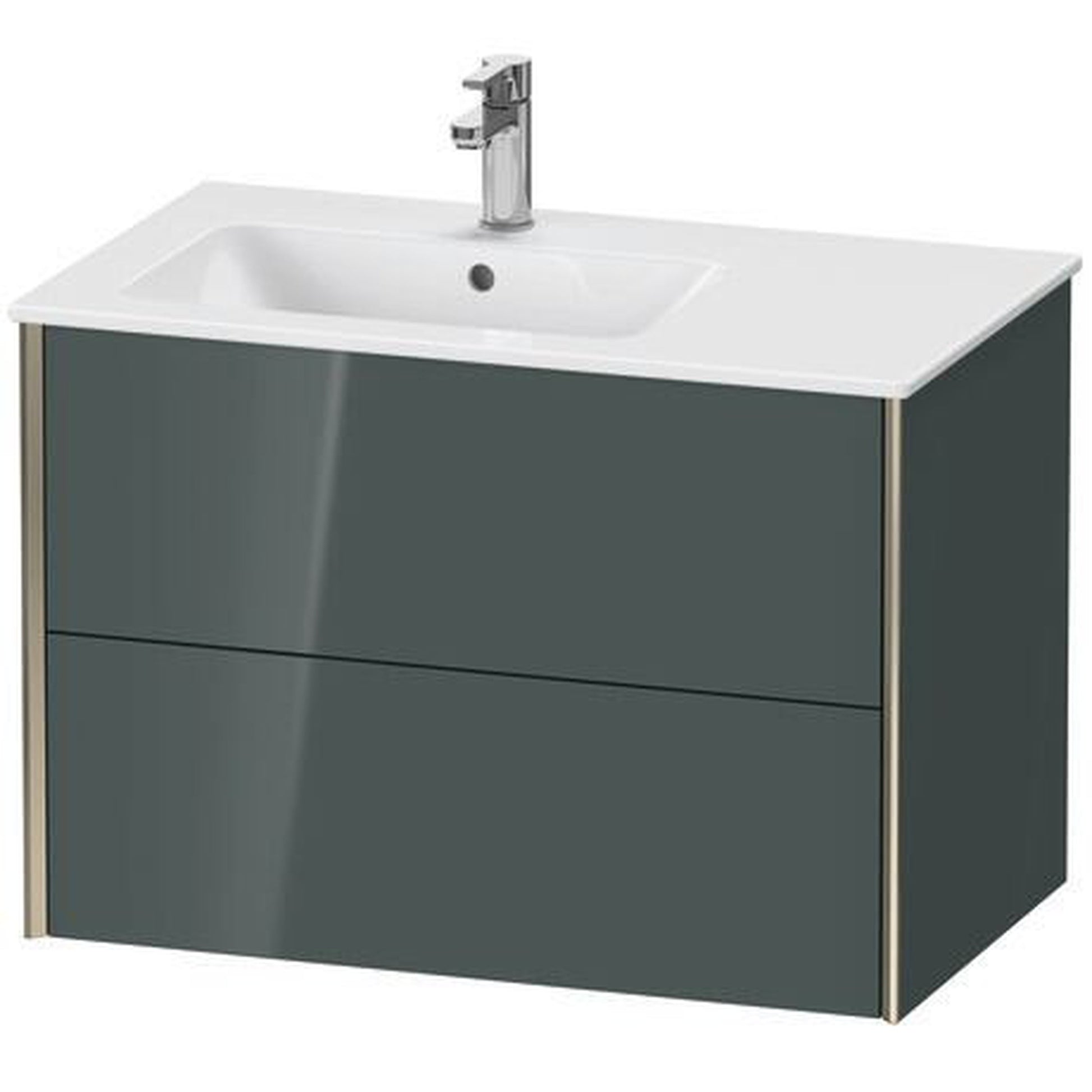 Duravit Xviu 32" x 22" x 19" Two Drawer Wall-Mount Vanity Unit, Dolomiti Grey High Gloss Lacquer (XV41580B138)