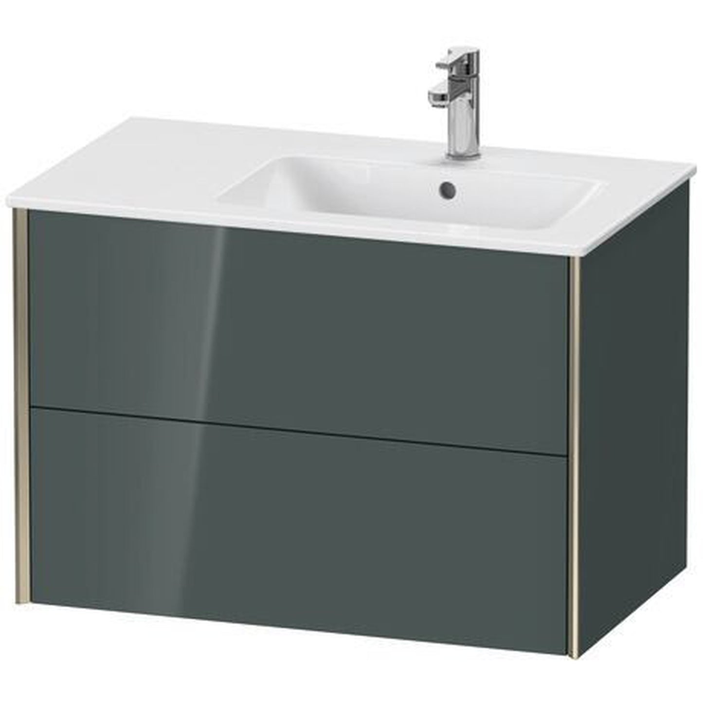 Duravit Xviu 32" x 22" x 19" Two Drawer Wall-Mount Vanity Unit, Dolomiti Grey High Gloss Lacquer (XV41590B138)