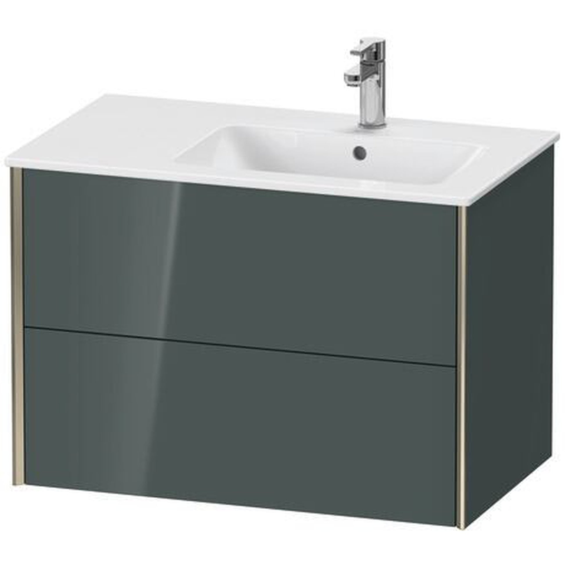 Duravit Xviu 32" x 22" x 19" Two Drawer Wall-Mount Vanity Unit, Dolomiti Grey High Gloss Lacquer (XV41590B138)