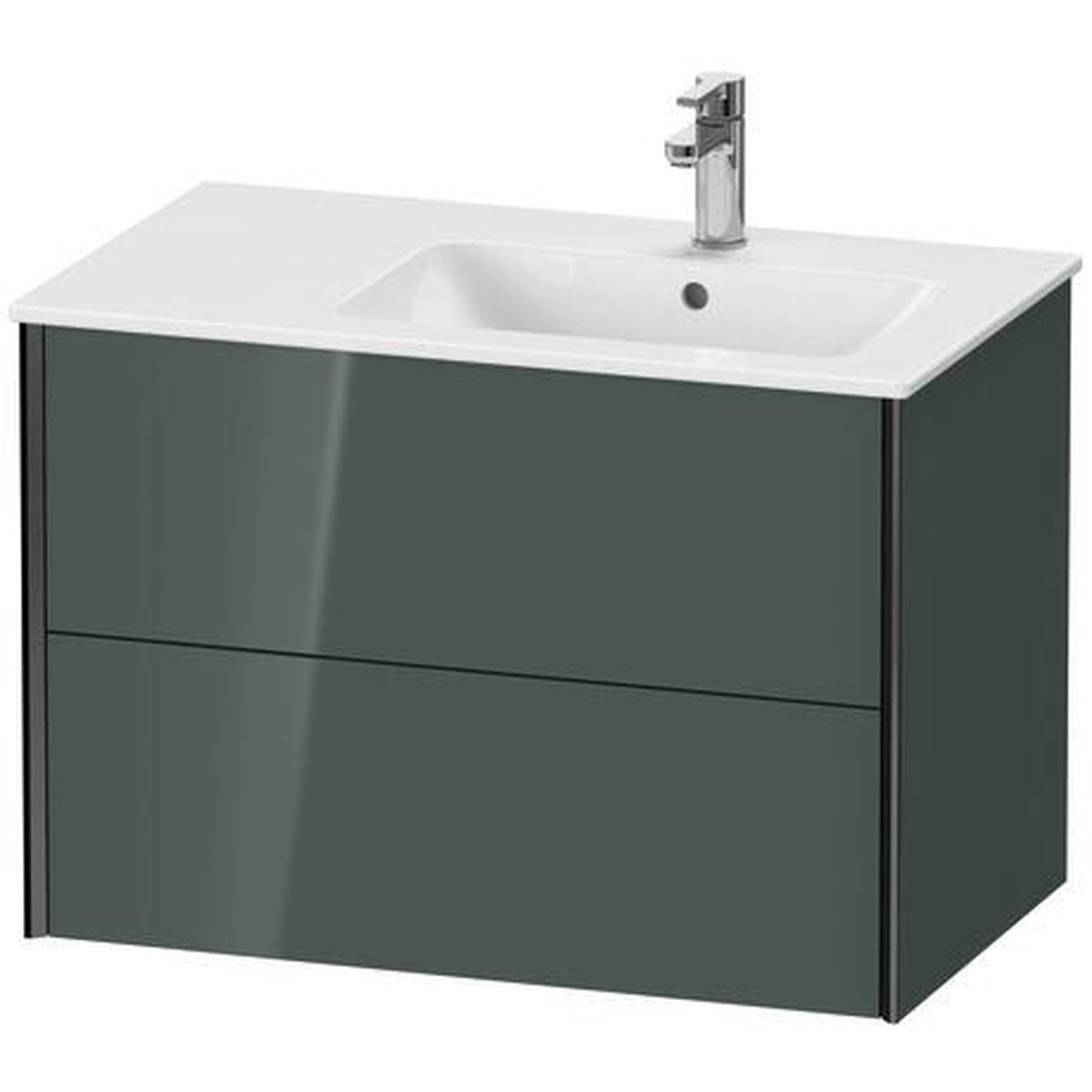 Duravit Xviu 32" x 22" x 19" Two Drawer Wall-Mount Vanity Unit, Dolomiti Grey High Gloss Lacquer (XV41590B238)