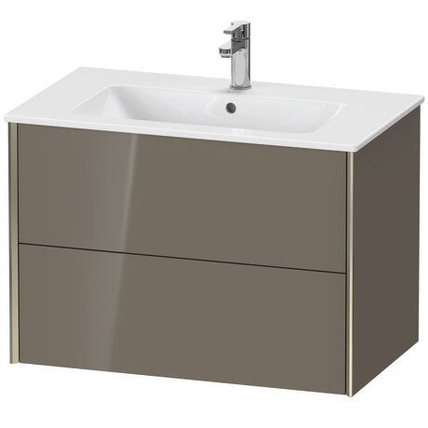Duravit Xviu 32" x 22" x 19" Two Drawer Wall-Mount Vanity Unit, Flannel Grey High Gloss Lacquer (XV41260B189)