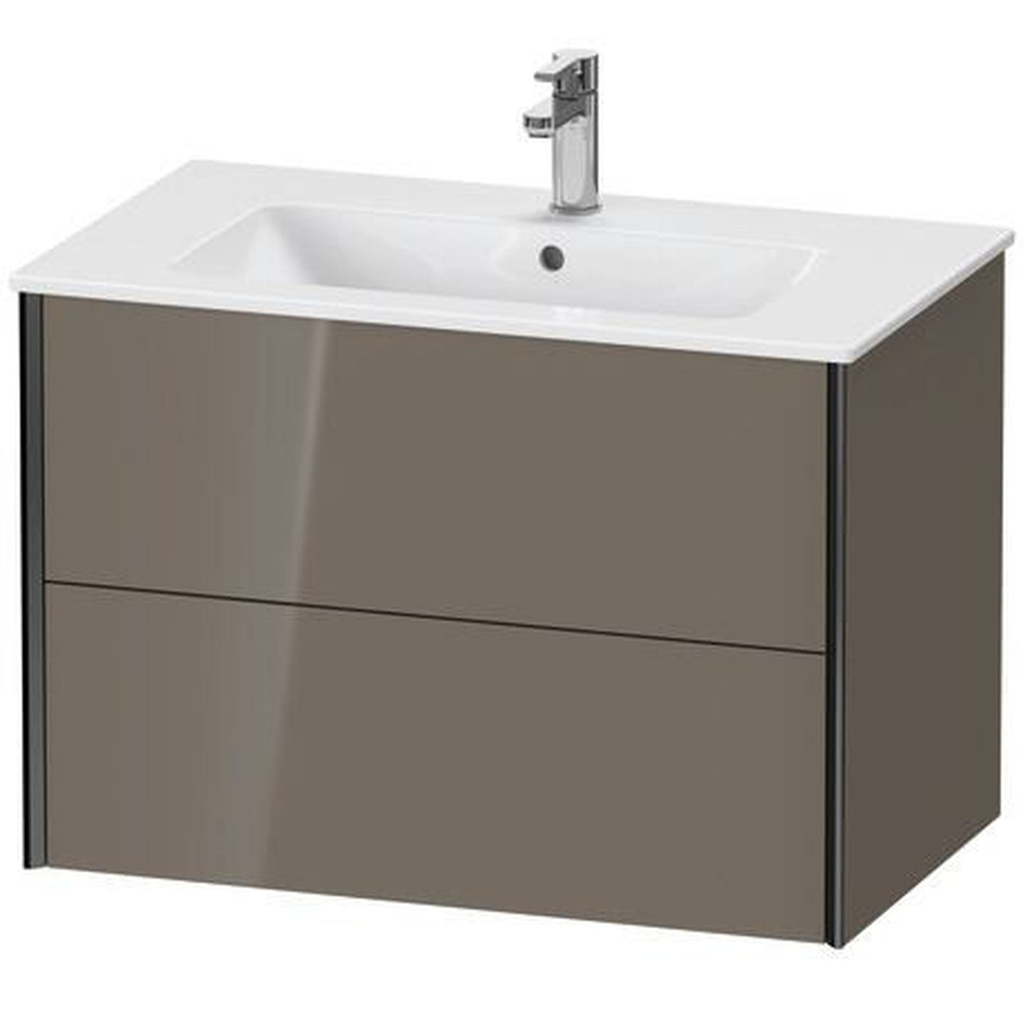 Duravit Xviu 32" x 22" x 19" Two Drawer Wall-Mount Vanity Unit, Flannel Grey High Gloss Lacquer (XV41260B289)
